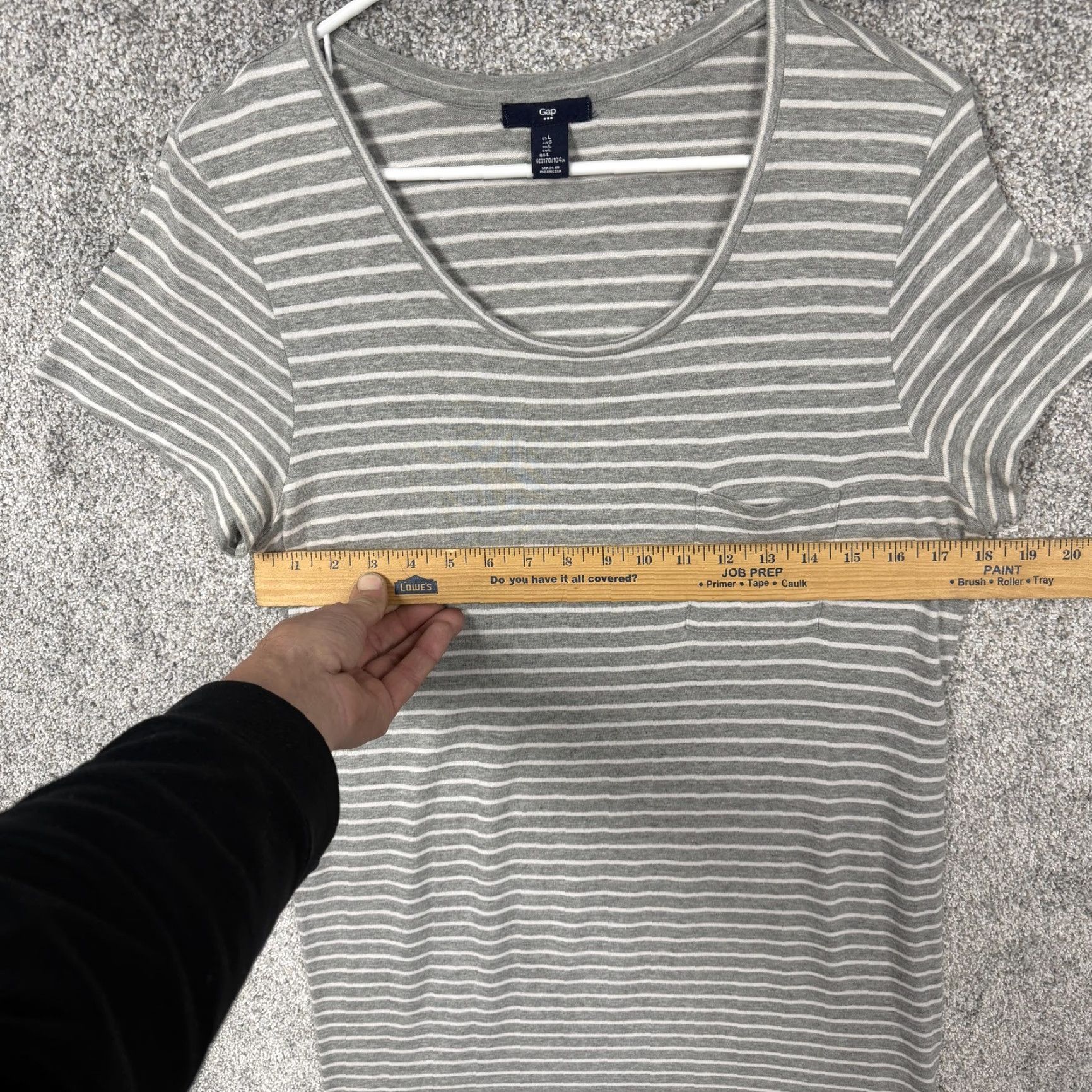 Gap Gap T-Shirt Dress L Gray White Stripe Scoop Neck Midi Jersey Minimal Athleisure Size L / US 10 / IT 46 - 2 Thumbnail