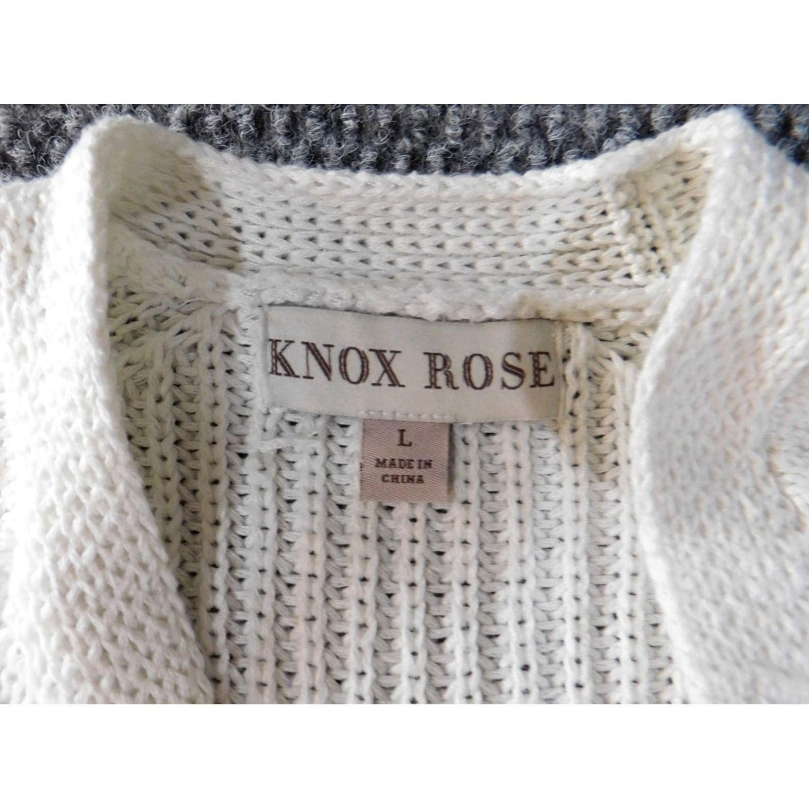 Vintage Knox Rose Cardigan Sweater White L Womens Crew Neck Open Knit Classic Casual Size L / US 10 / IT 46 - 4 Thumbnail