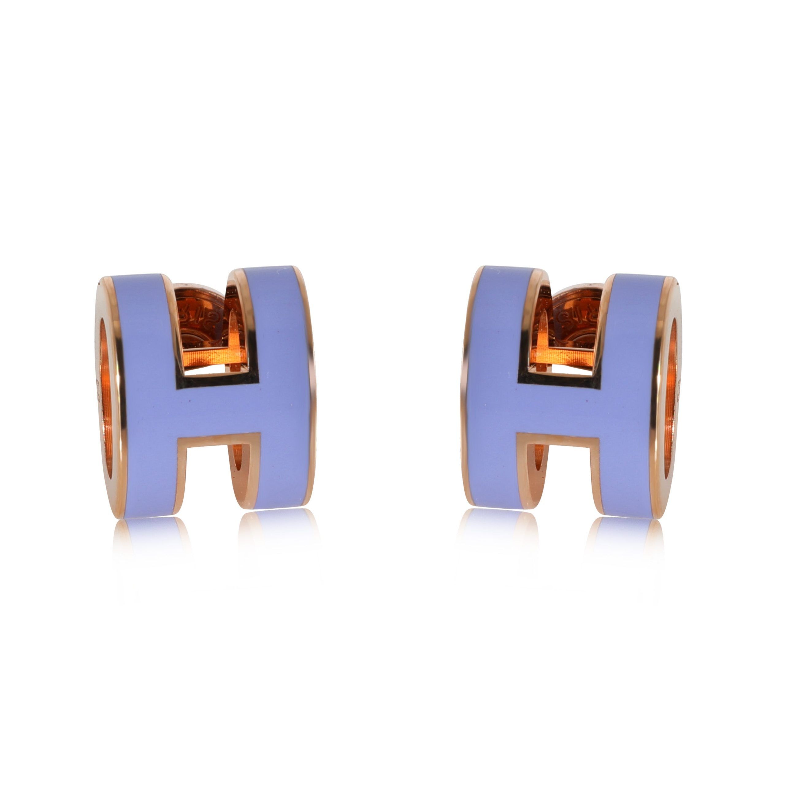 Hermès Pop H Mini Rose Gold Plated Earring Purple