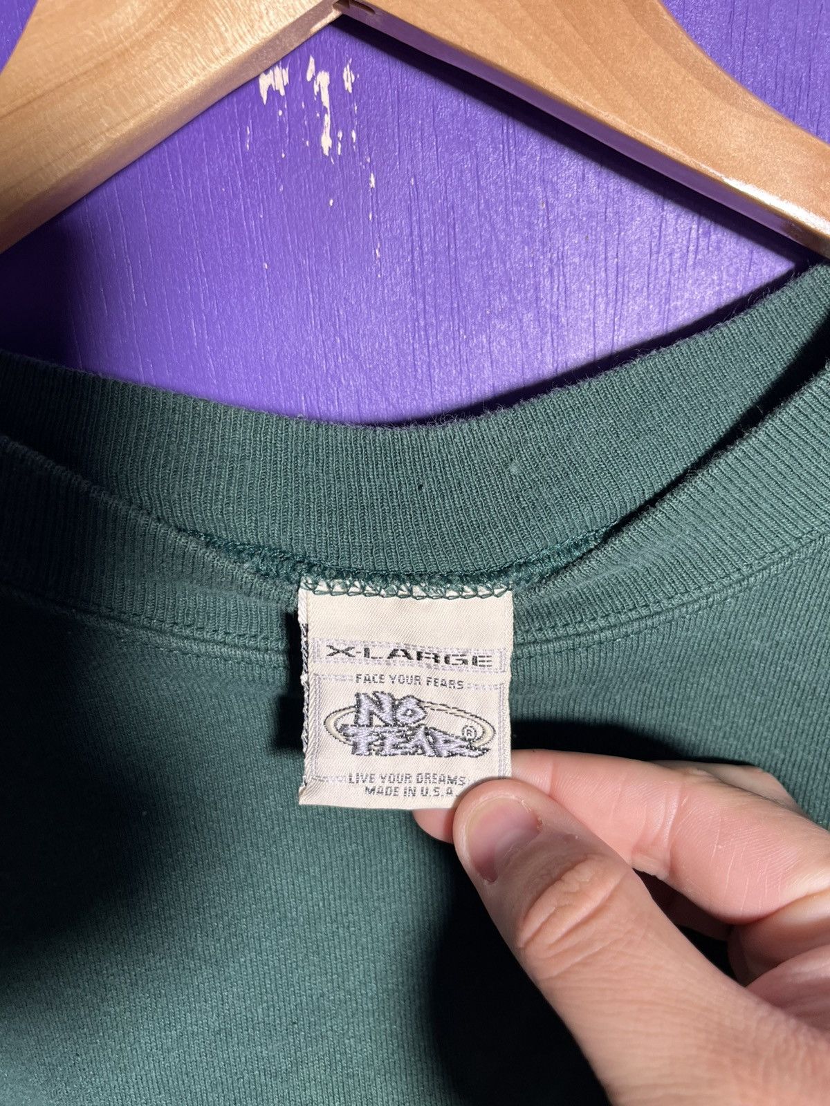 No Fear × Vintage Vintage 90s No fear green tonal logo sweatshirt Size US XL / EU 56 / 4 - 4 Thumbnail