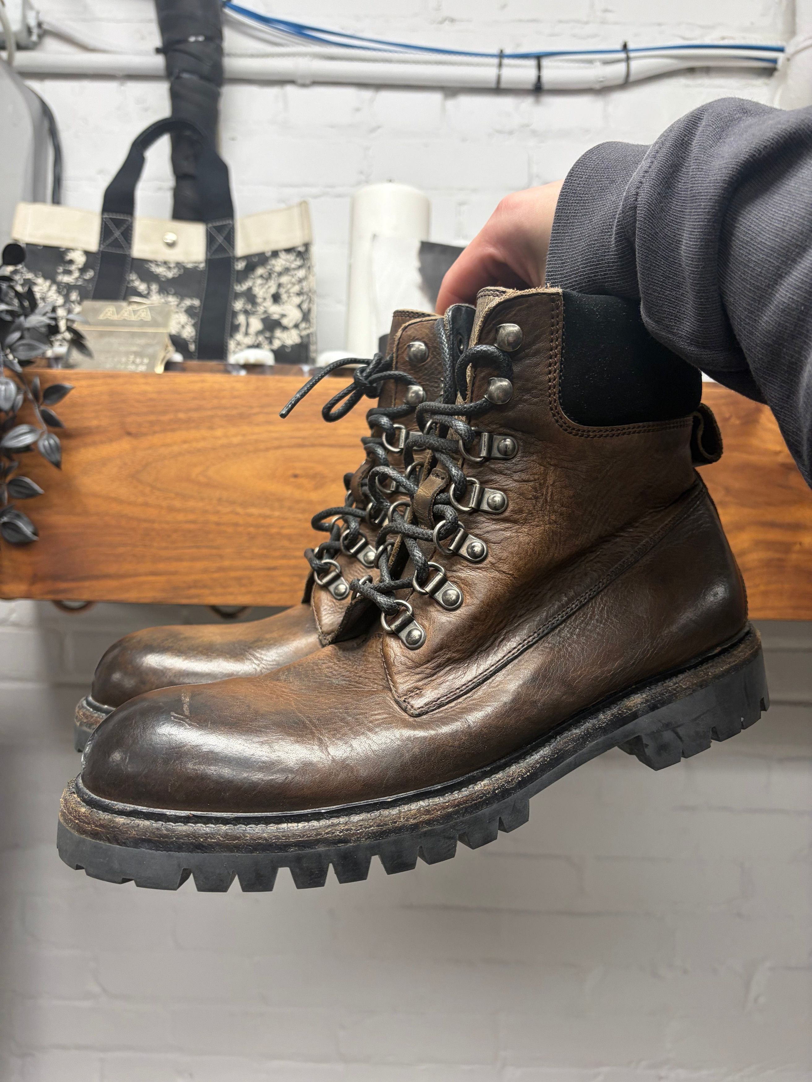 Dolce & Gabbana 2000s Dolce & Gabbana Mainline Brown ‘Natural Patina’ Calfskin Leather Boots Size US 9 / EU 42 - 1 Thumbnail