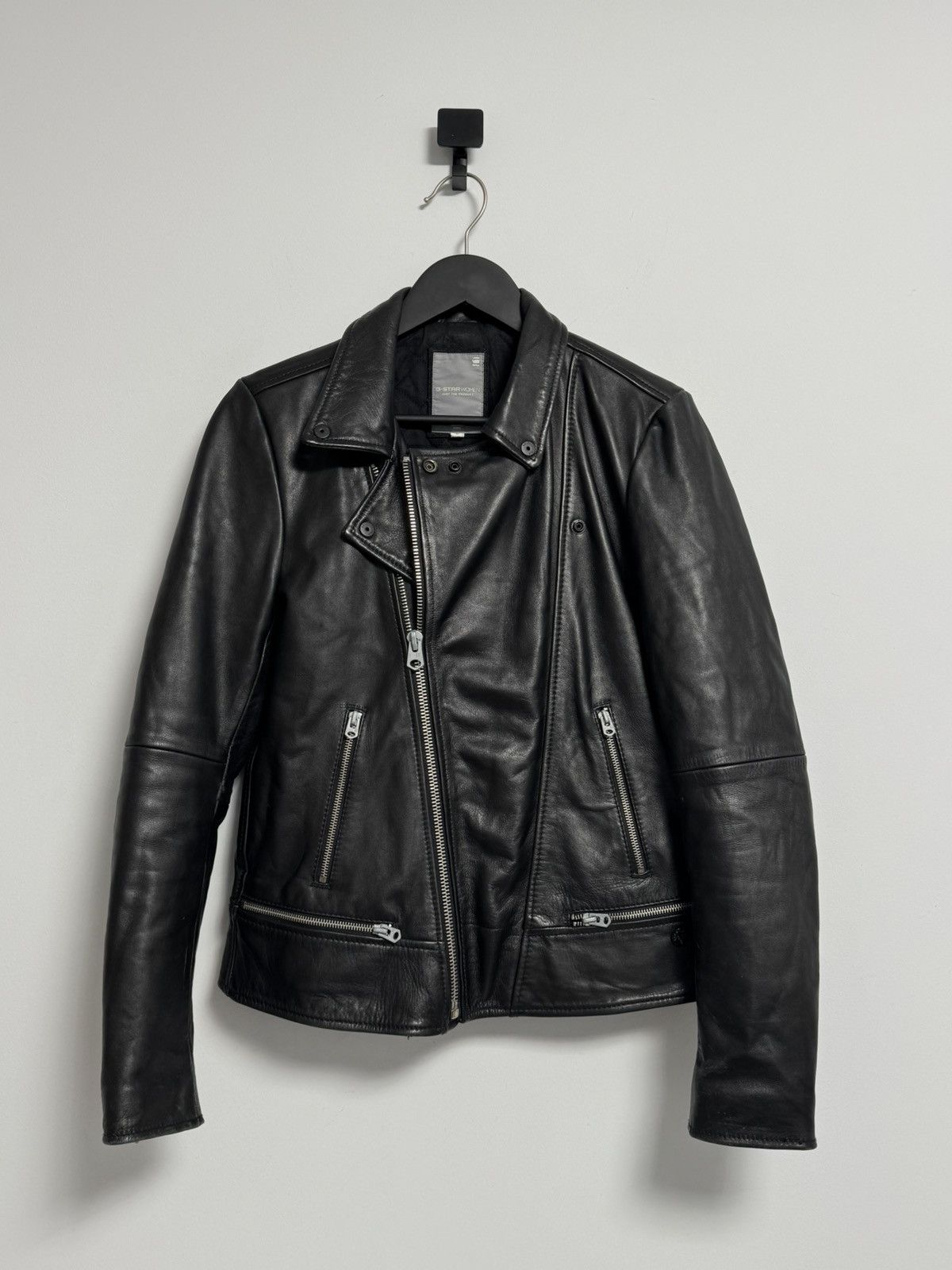 G-Star G Star Raw Leather Jacket Black Biker Motorcycle Size M / US 6-8 / IT 42-44 - 1 Thumbnail