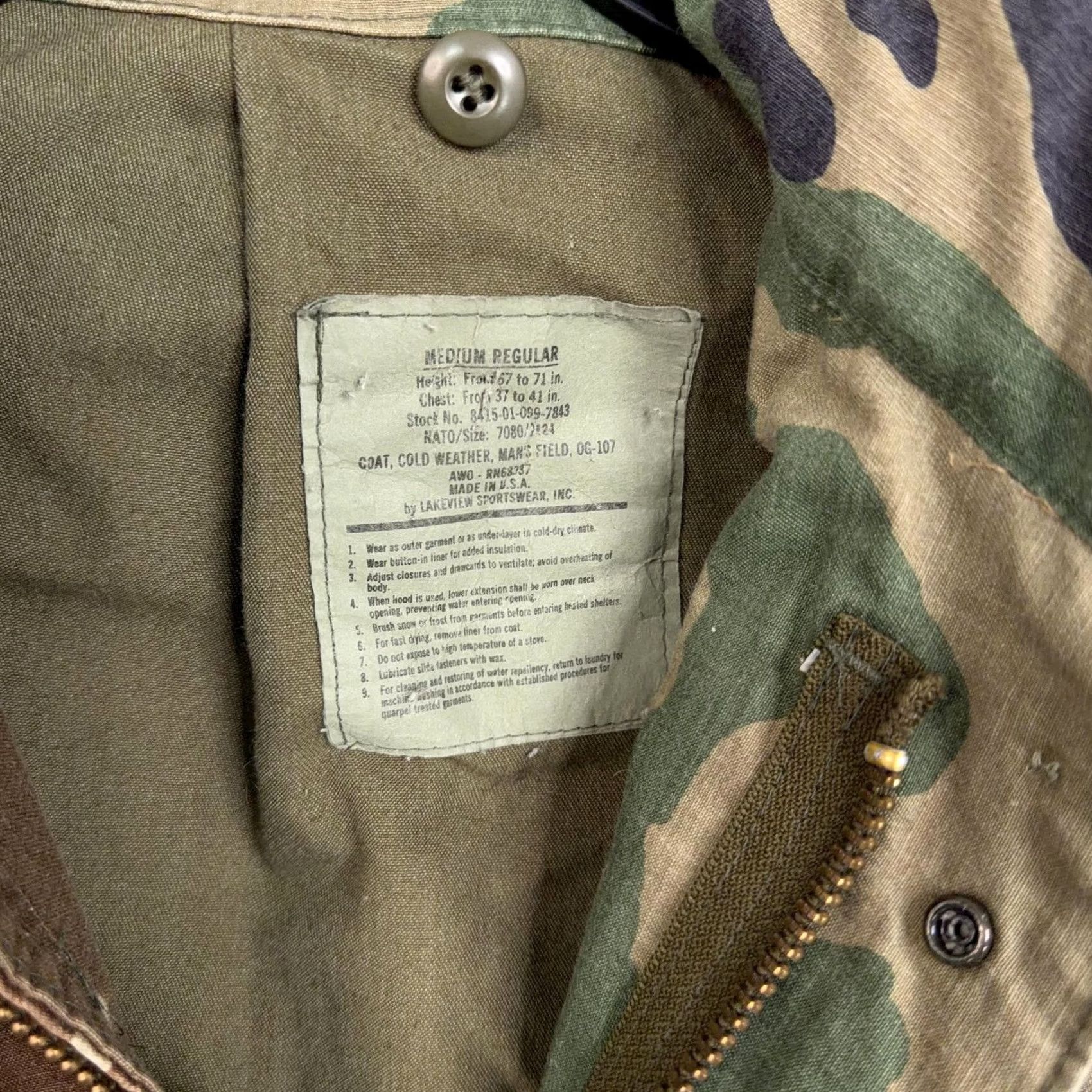 Vintage VINTAGE Lakeview US Army M-65 Field Jacket Mens Medium Woodland Camo Distressed Wool? No Size US M / EU 48-50 / 2 - 4 Thumbnail