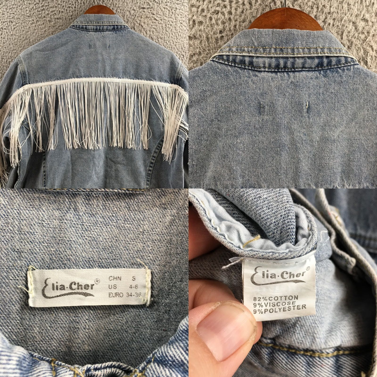 Denime Elia Cher Jacket Womens Small Blue Western Fringe Button Up Denim Jean Coat Shirt Size 28" / US 6 / IT 42 - 9 Thumbnail