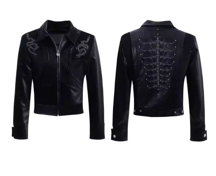 Japanese Brand Texture PU Leather Gothic Jacket – Embossed Snake Motif Size US L / EU 52-54 / 3 - 11 Thumbnail