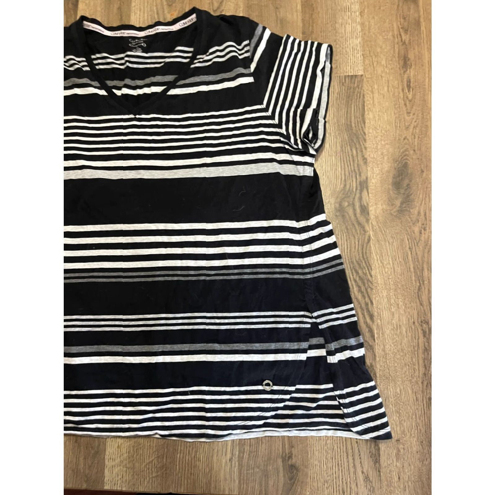 Calvin Klein Calvin Klein Shirt Women Plus Size 3X Black White Striped Stretch Size XXL / US 16-18 / IT 52-54 - 4 Thumbnail