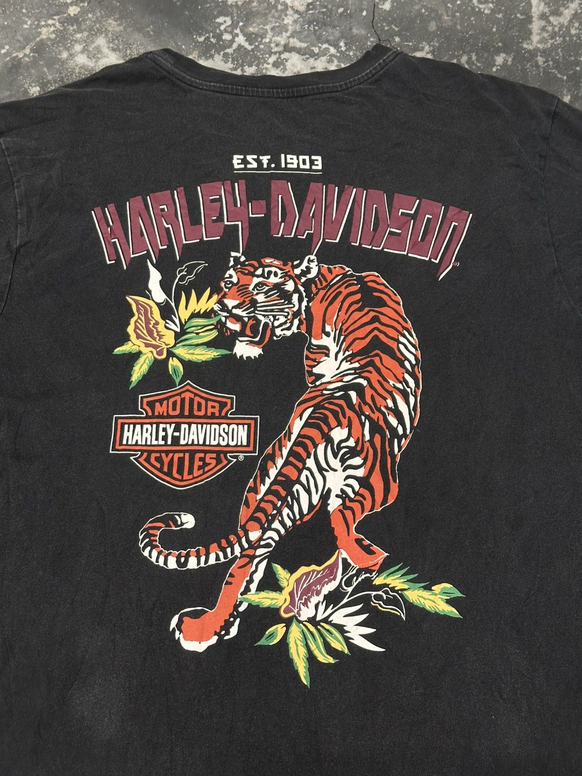 Harley Davidson × Vintage Vintage Harley Davidson T-Shirt Black 1993 Tiger Graphic Tee Size US M / EU 48-50 / 2 - 4 Thumbnail