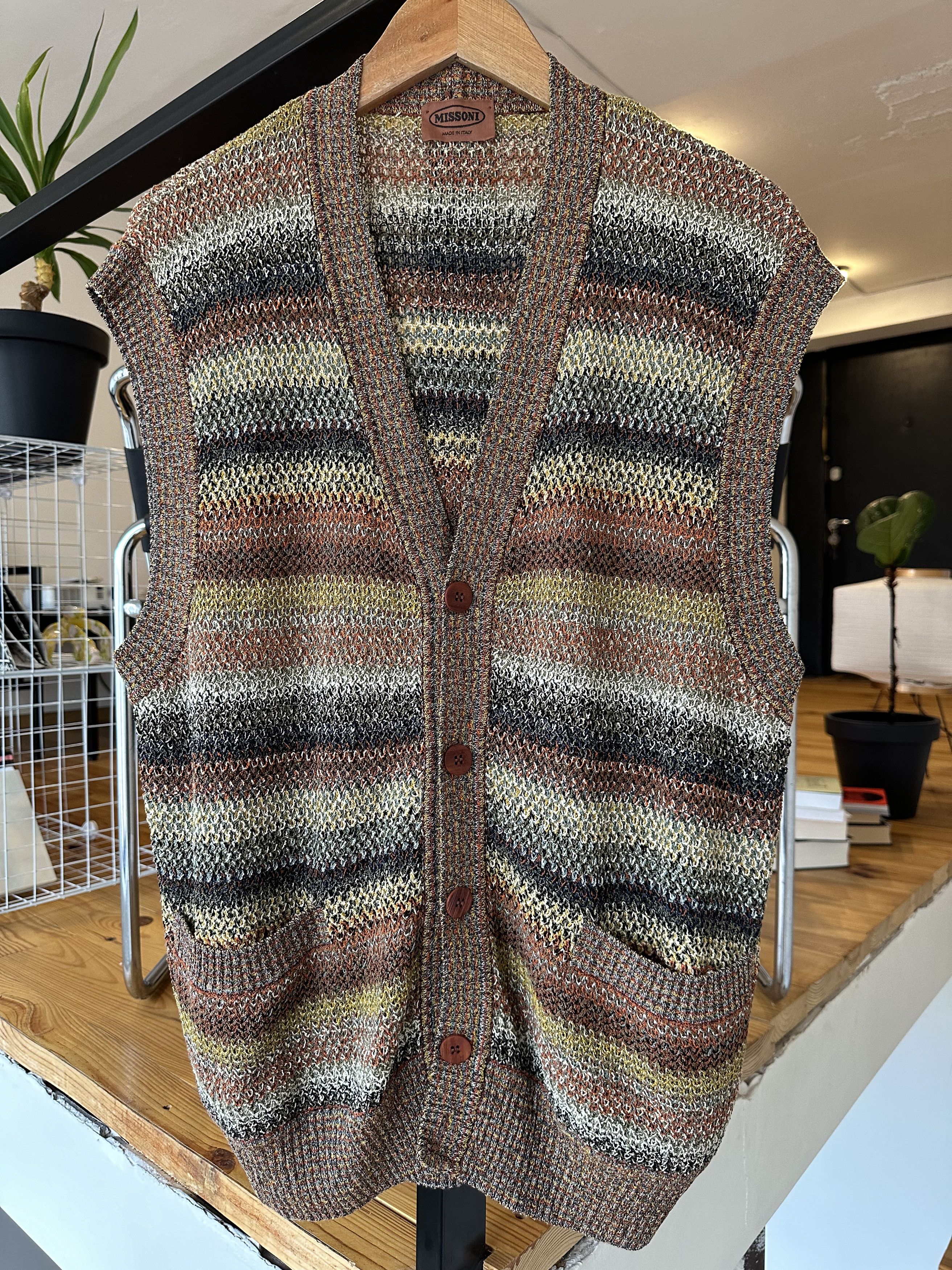 Missoni Vintage Knitted V-Neck Vest 54 Made In Italy