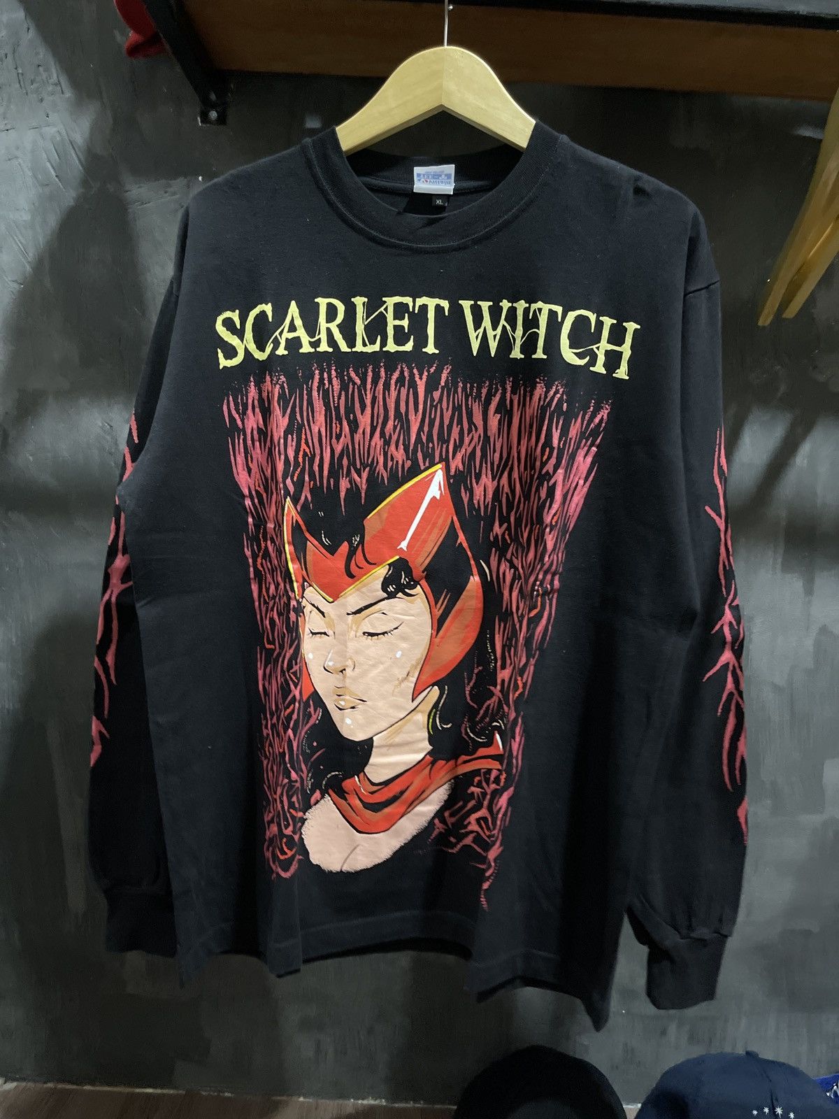 image of Vintage Scarlet Witch Long Sleeve in Black, Men's (Size XL)