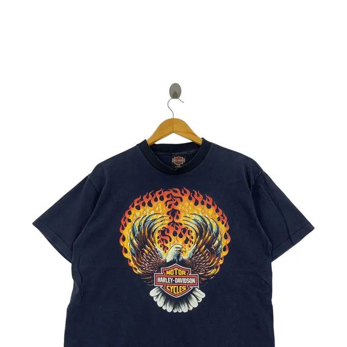Harley Davidson Vintage 90’ HARLEY DAVIDSON MOTORCYCLE Flame Eagle Tee Shirt Size US L / EU 52-54 / 3 - 2 Thumbnail