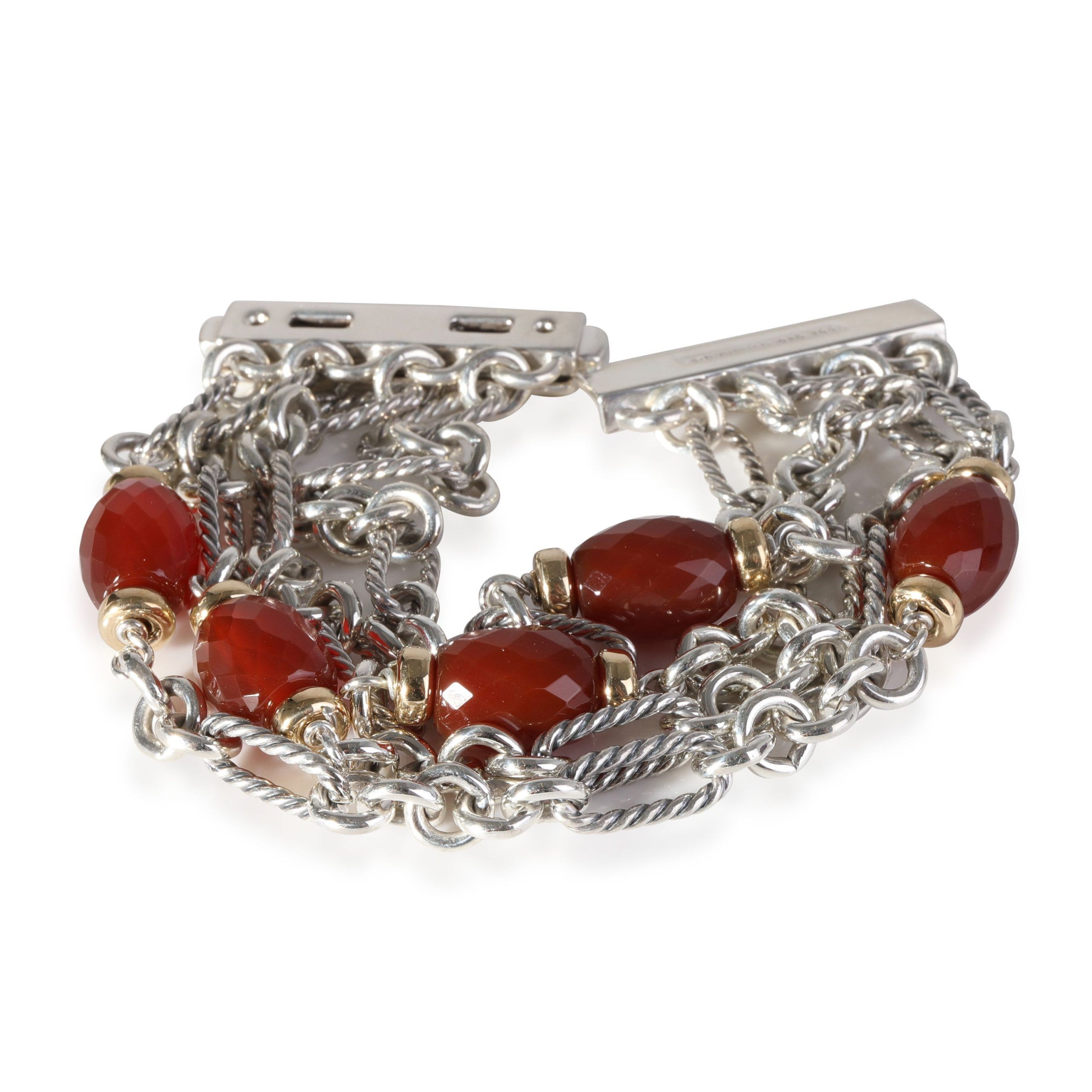 image of David Yurman Carnelian Bracelet In 18Kt Yellow Gold/sterling Silver, Women's