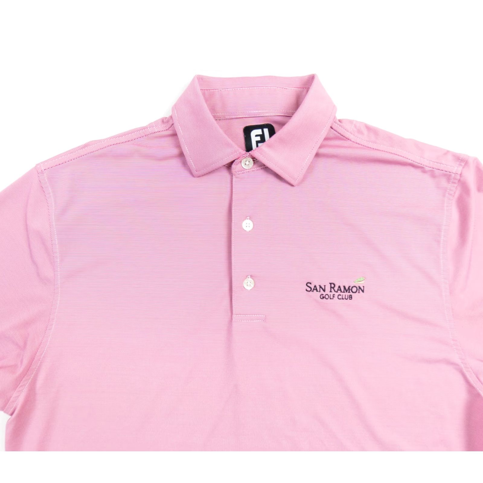 Footjoy FootJoy Men Polo Shirt M Pink Striped Short Sleeve Golf Casual Solid Color Logo Embroidered 2010s Mens Size US M / EU 48-50 / 2 - 2 Thumbnail