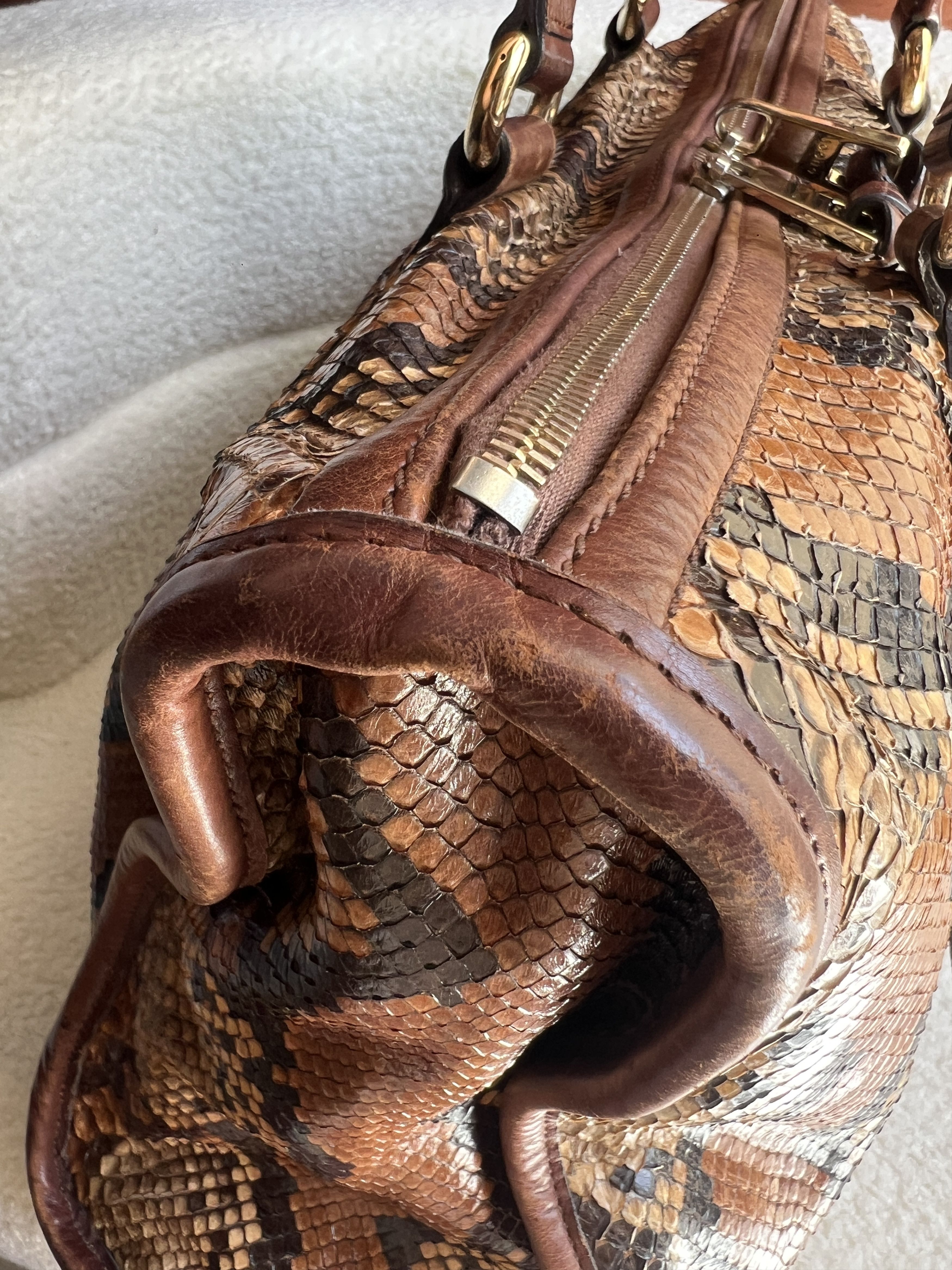 Gucci Rare Gucci Brown Python Leather Large Tote Bag Size ONE SIZE - 9 Thumbnail