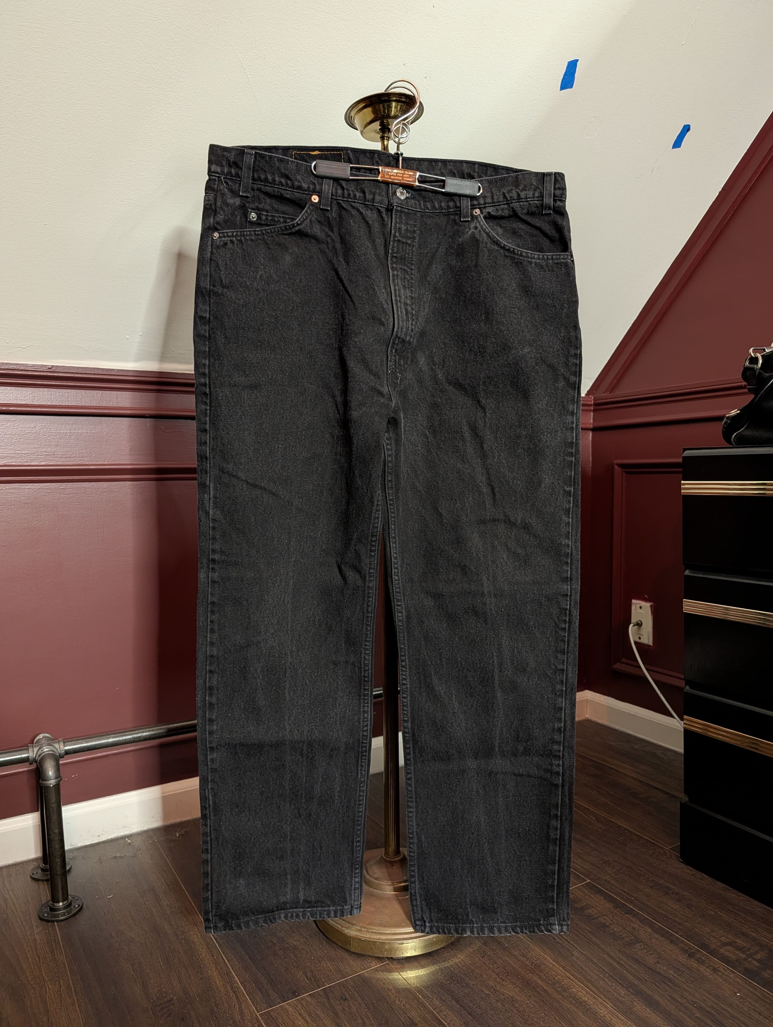 Levi's Vintage Clothing ORANGE TAB vtg black 505 straight leg denim jeans Size US 39 - 1 Thumbnail