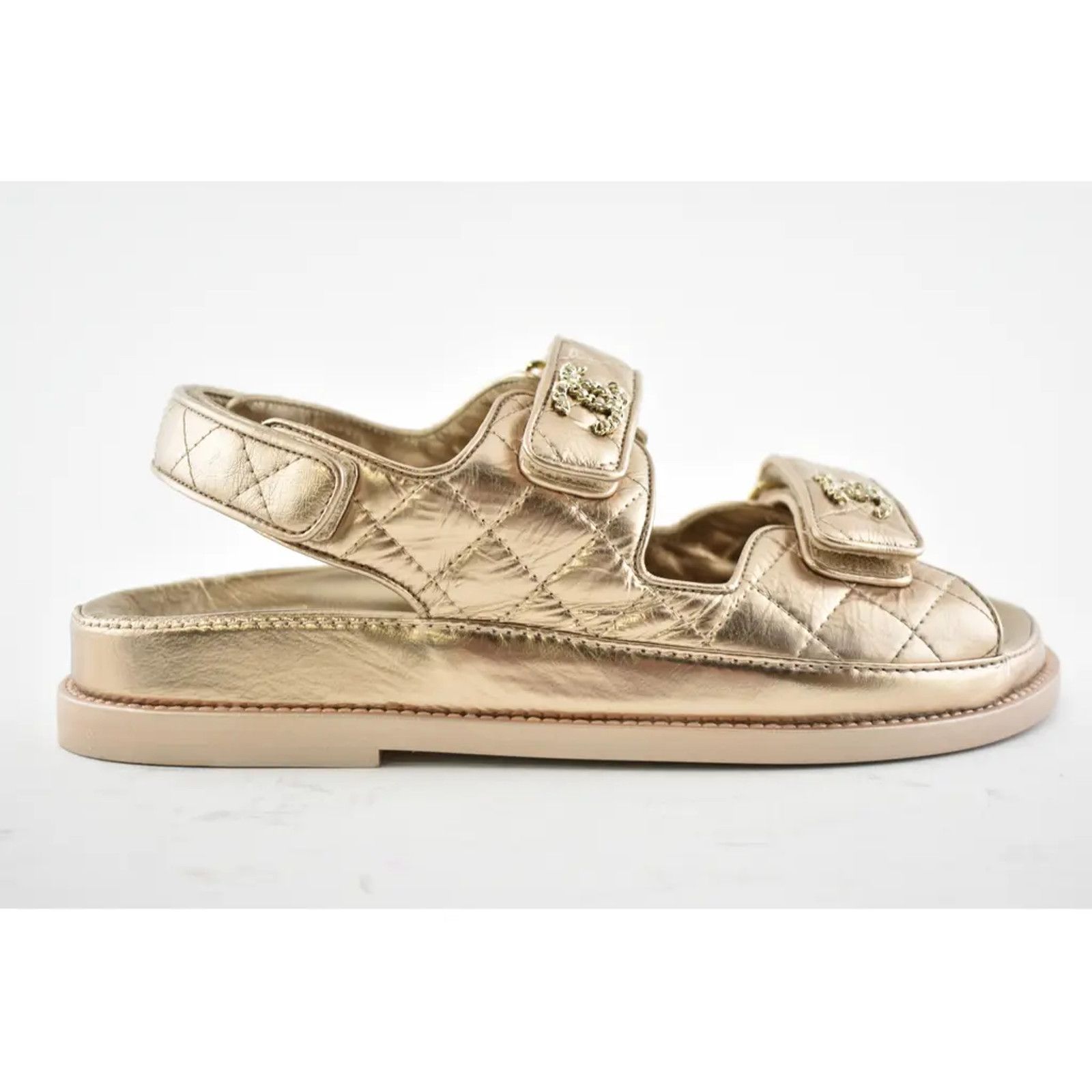 Chanel Chanel 21C Bronze Quilted Chain CC Logo Mule Slide Strap Size US 7 / IT 37 - 2 Thumbnail