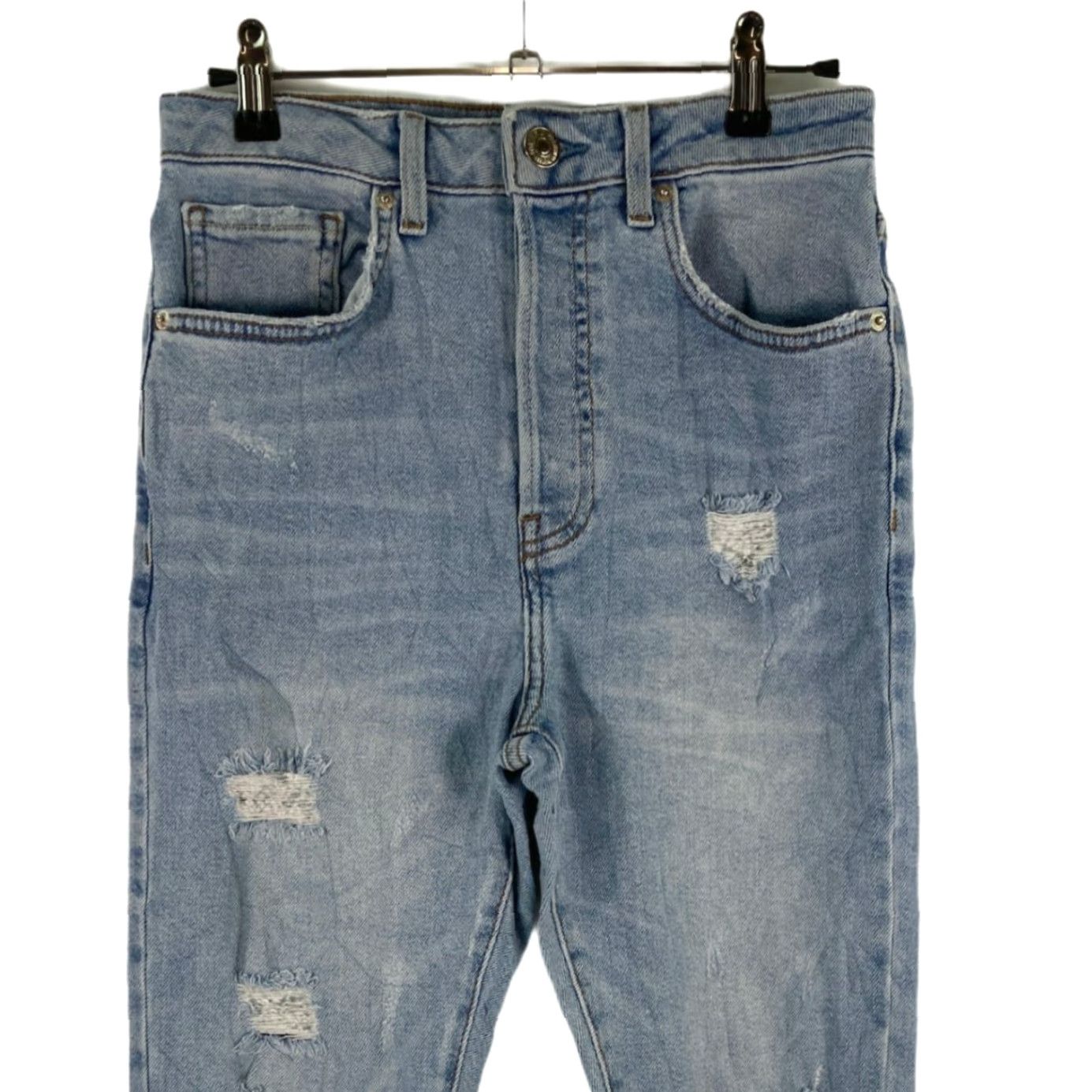Forever 21 Forever 21 Womens Jeans Distressed Tapered Denim Blue High Rise 27 Regular 5-Pocket Womens Jeans Blue Size 27" / US 4 / IT 40 - 3 Thumbnail