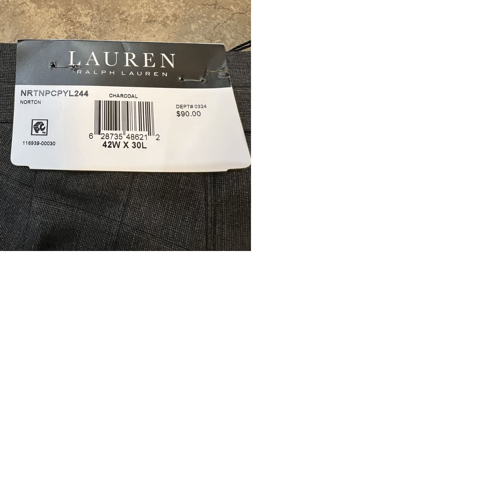 Ralph Lauren Ralph Lauren Men's Classic-Fit UltraFlex Stretch Flat Front Pants 42x30 Gray Slim/Regular? No, keep original data. Size US 42 / EU 58 - 10 Thumbnail