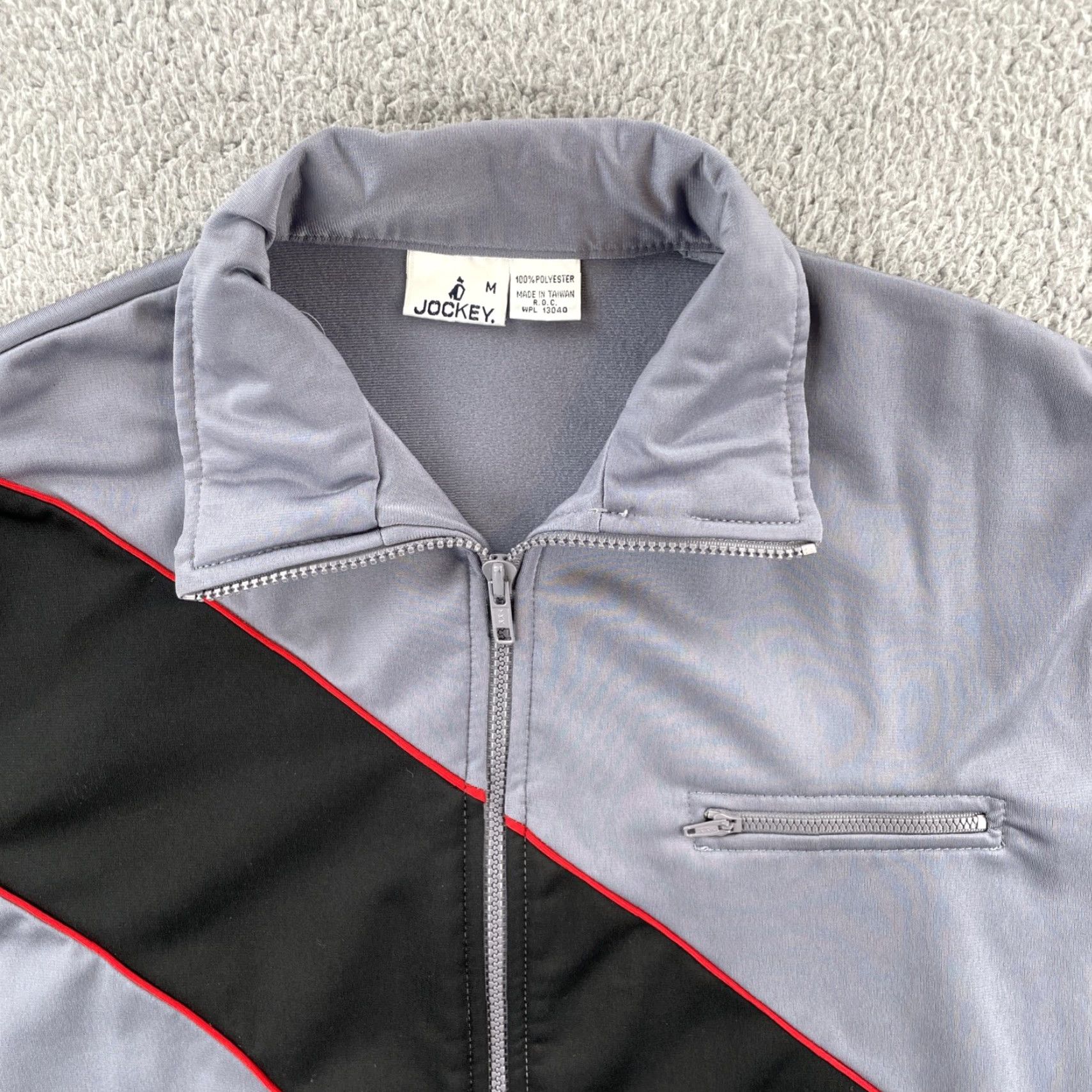 Jockey VINTAGE Jockey Men’s Medium Track Jacket Polyester 80s 90s Sopranos Style Silver Jacket Mens Medium Track Suit Jacket Size 40R - 5 Thumbnail