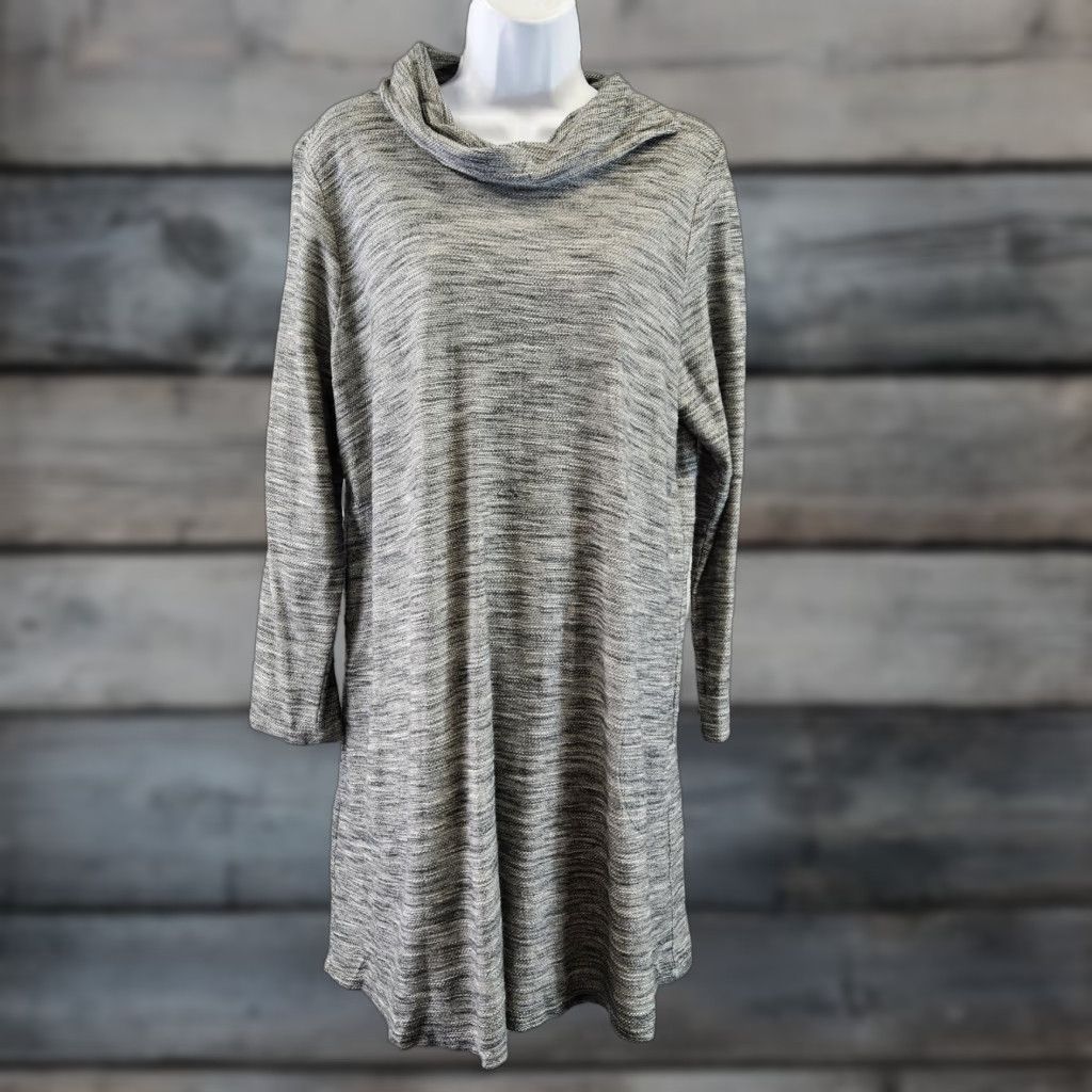 J. Jill VINTAGE Pure Jill Womens Knit Dress Sz Medium Petite Gray Long Sleeve Cotton Size M / US 6-8 / IT 42-44 - 1 Thumbnail