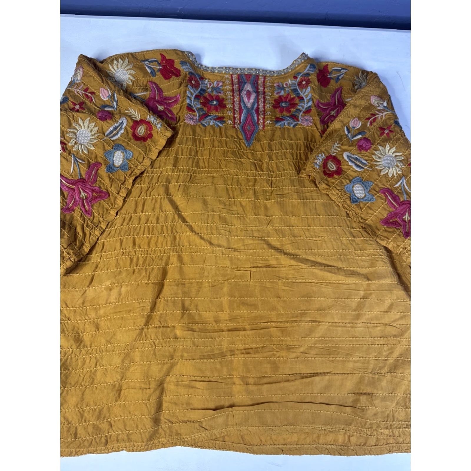 Johnny Was Johnny Was Aztec Rodeo Embroidered Cupra Tee Mustard Women’s XL Blouse Women Size XL / US 12-14 / IT 48-50 - 5 Thumbnail