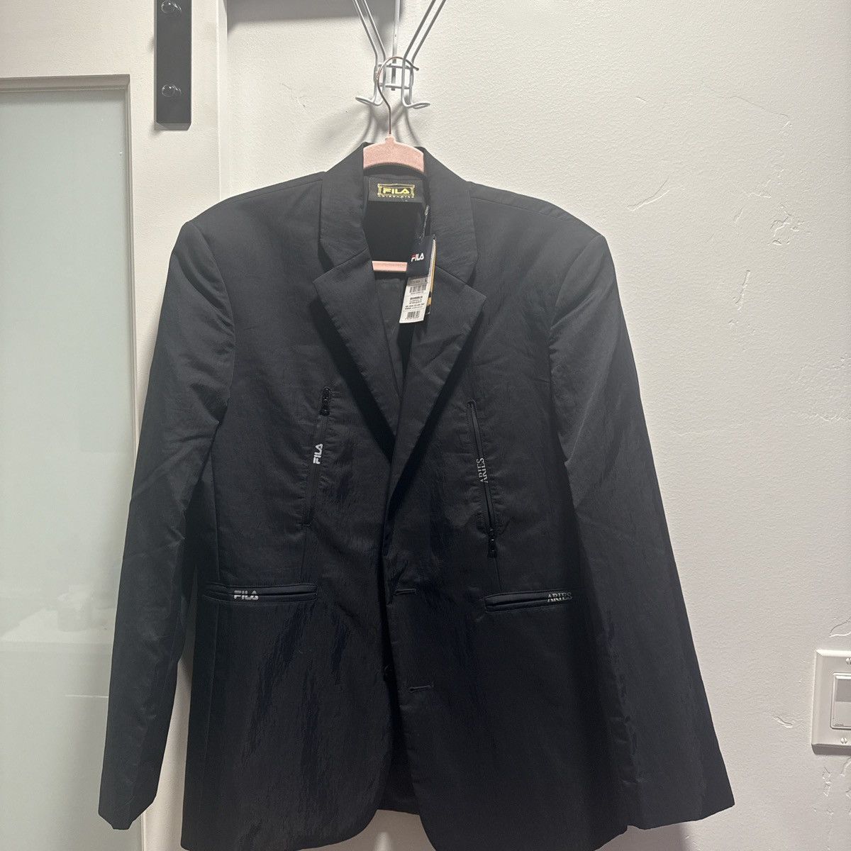 Aries × Fila Aries X FILA FUSION Jackets Unisex Pitch Black L Size 40L - 2 Thumbnail