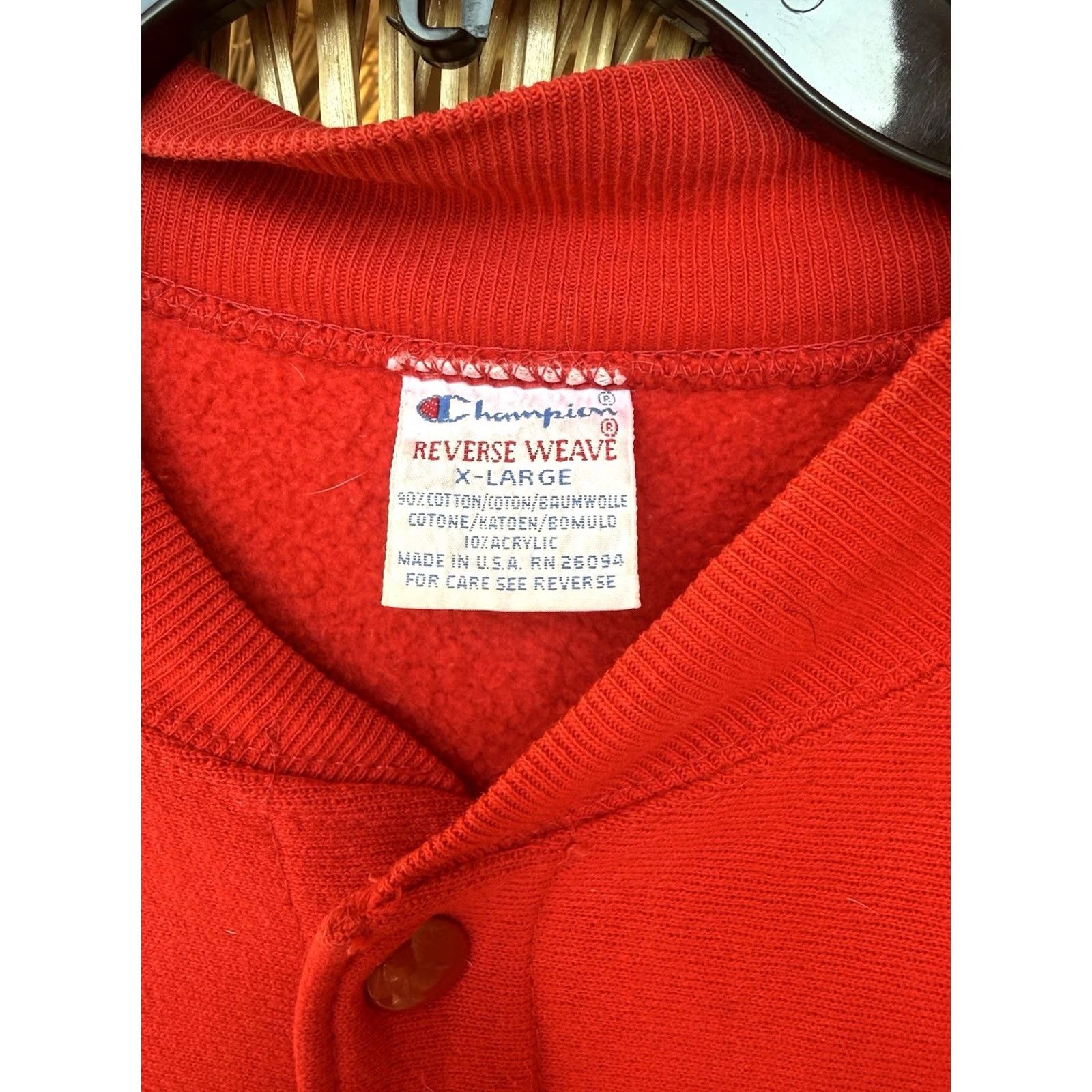 Champion VINTAGE Champion Sweatshirt Mens XL Red Reverse Weave Snap Cardigan Made USA 90s Mens Cardigan Sweatshirt Red 90s Champion Vintage Size US XL / EU 56 / 4 - 5 Thumbnail