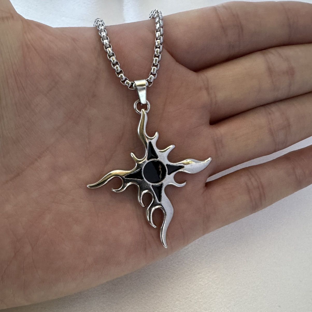 Other Flame Cross Pendant Necklace for Men Women,Unisex Style Size ONE SIZE - 3 Thumbnail