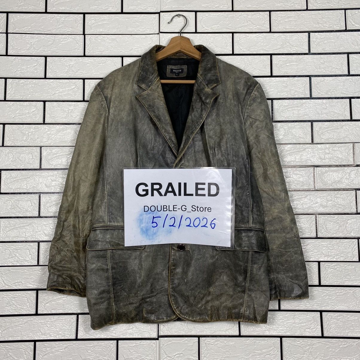 Japanese Brand 📌Vintage Genuine Leather Jacket Proud Label Issey Miyake Size US L / EU 52-54 / 3 - 1 Thumbnail