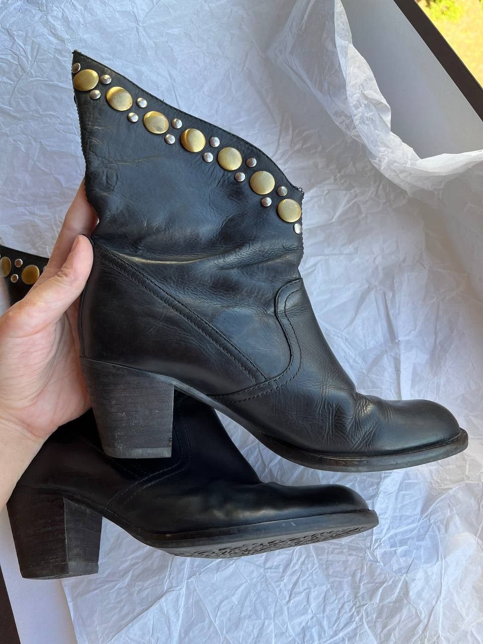 Vagabond × Vintage Vagabond vintage western black leather boots with studs Size US 6 / IT 36 - 7 Thumbnail
