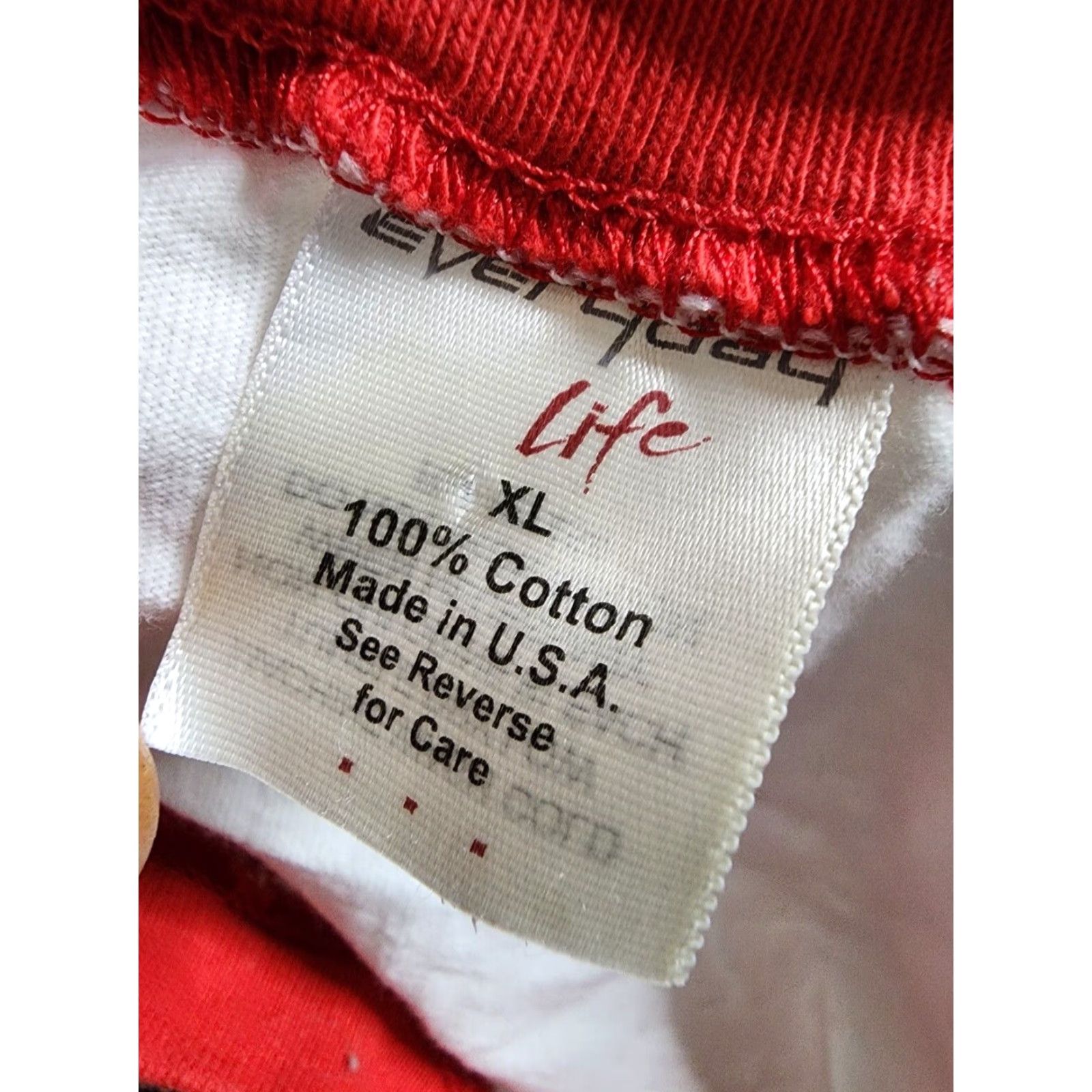 Vintage Everyday Life Mens XL USA Patriotic T-Shirt Printed Sleeves Eagle Military Crew Neck Short Sleeve White Cotton Graphic Tee Vintage/Preowned Mens Size US XL / EU 56 / 4 - 4 Thumbnail