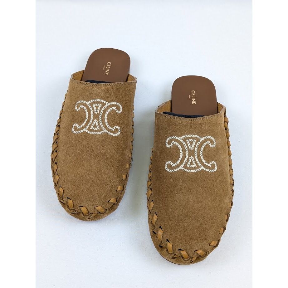 Celine o1rshd1 Suede Calfskin Mules in Dark Havana Size US 11 / EU 44 - 9 Thumbnail