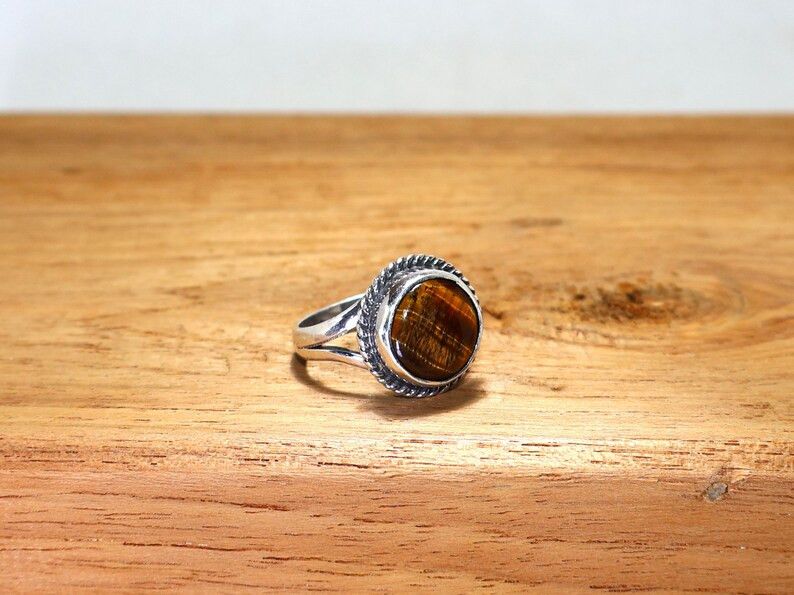 Handmade Handmade Tiger Eye Ring: Sterling Silver Promise Ring, Gift Size ONE SIZE - 3 Thumbnail
