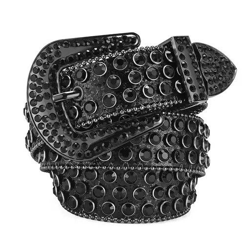 VIBE Belt Shiny Western Style Leather with Rivets Y2K Size ONE SIZE - 1 Thumbnail