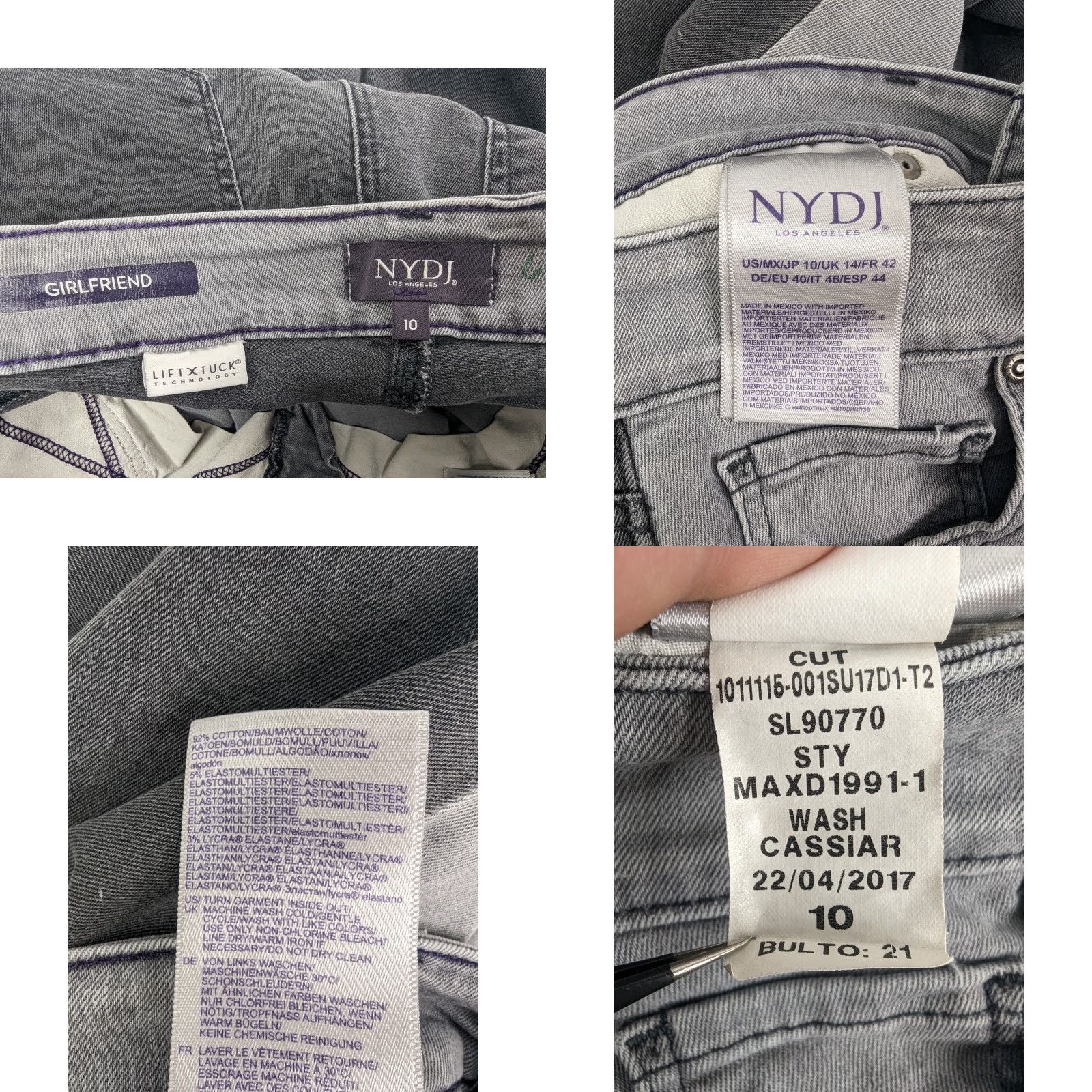 NYDJ NYDJ Girlfriend Jeans with Double Roll Cuff in Grey Cassiar Cropped Size 10 Size 32" / US 10 / IT 46 - 9 Thumbnail
