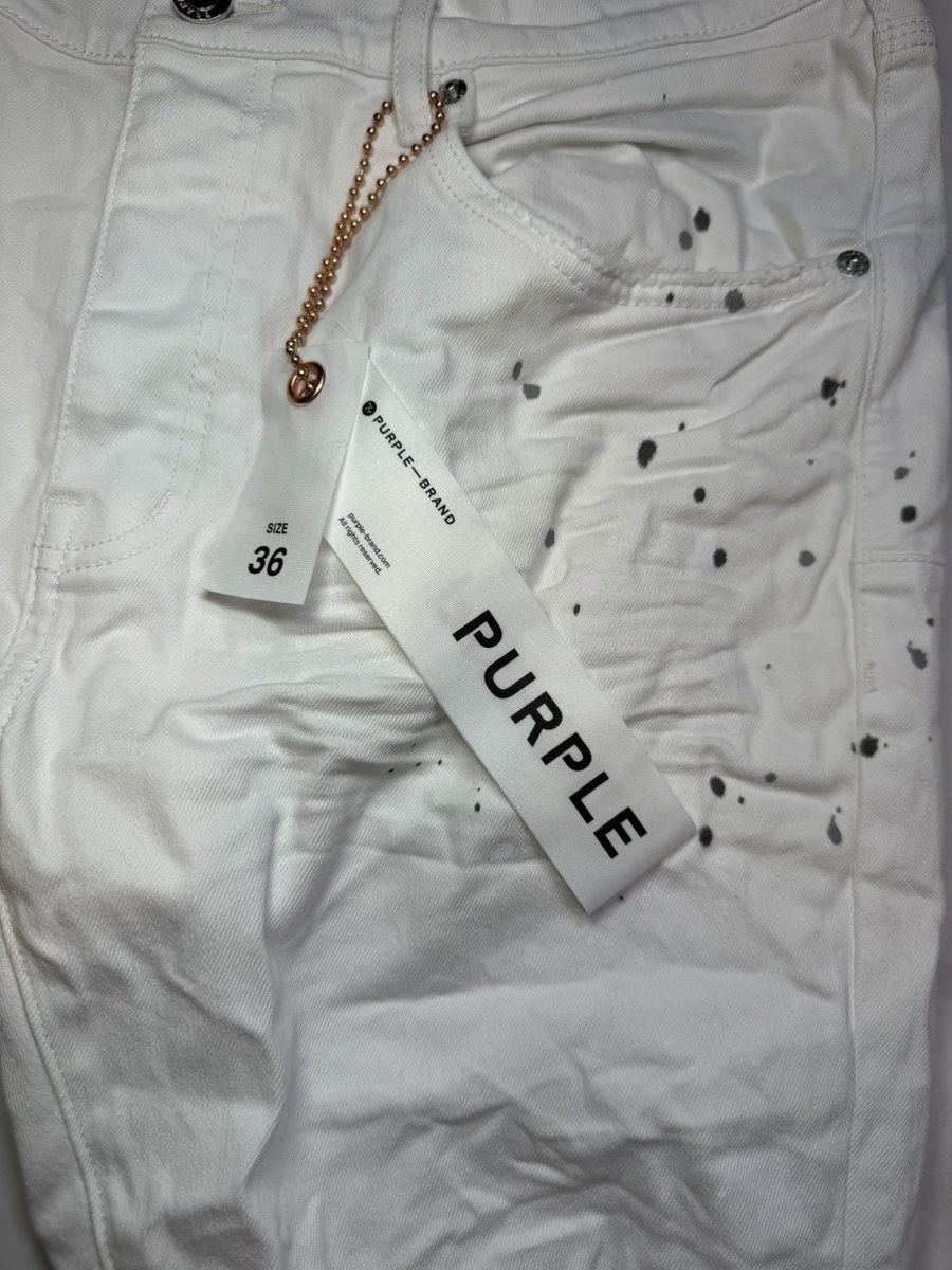 Purple Paint Splatter P001 Slim Fit Low Rise Slim Leg Denim Jeans Size US 36 / EU 52 - 8 Thumbnail