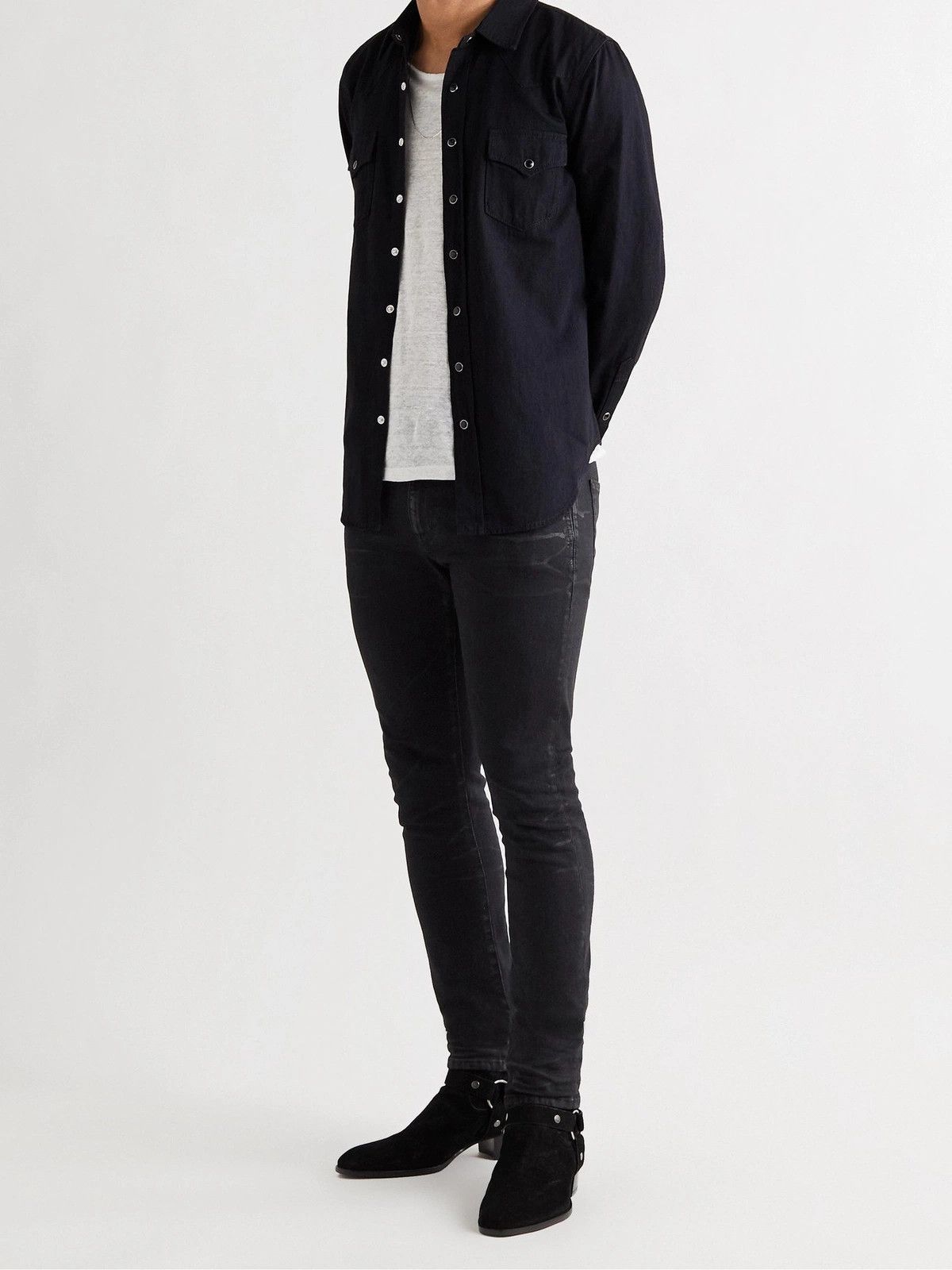 Saint Laurent Paris D10 Black Lightly Waxed Skinny Jeans Size US 30 / EU 46 - 3 Thumbnail