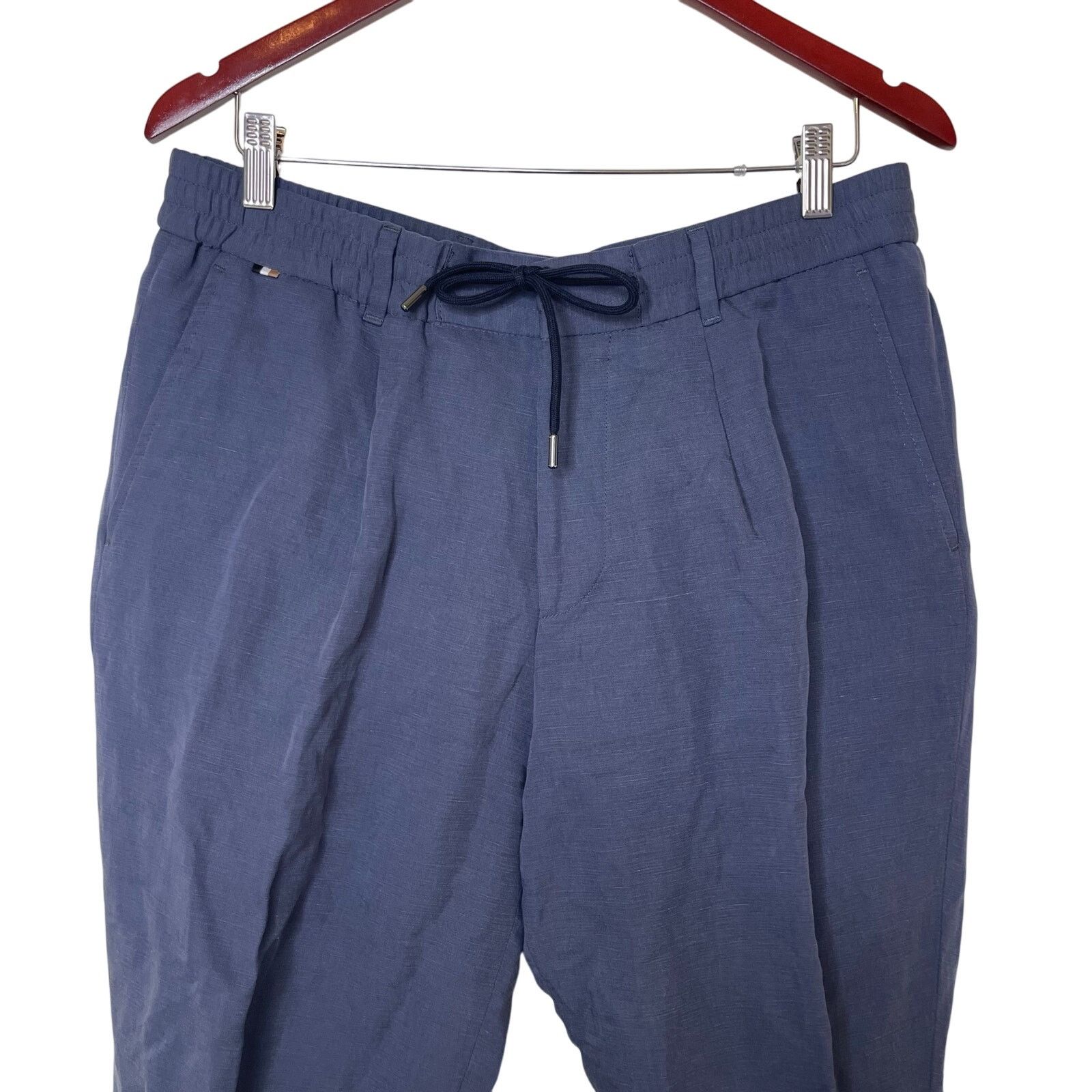 Hugo Boss Boss Blue Perin linen blend Tapered Drawstring pants 34x30 Size US 34 / EU 50 - 11 Thumbnail