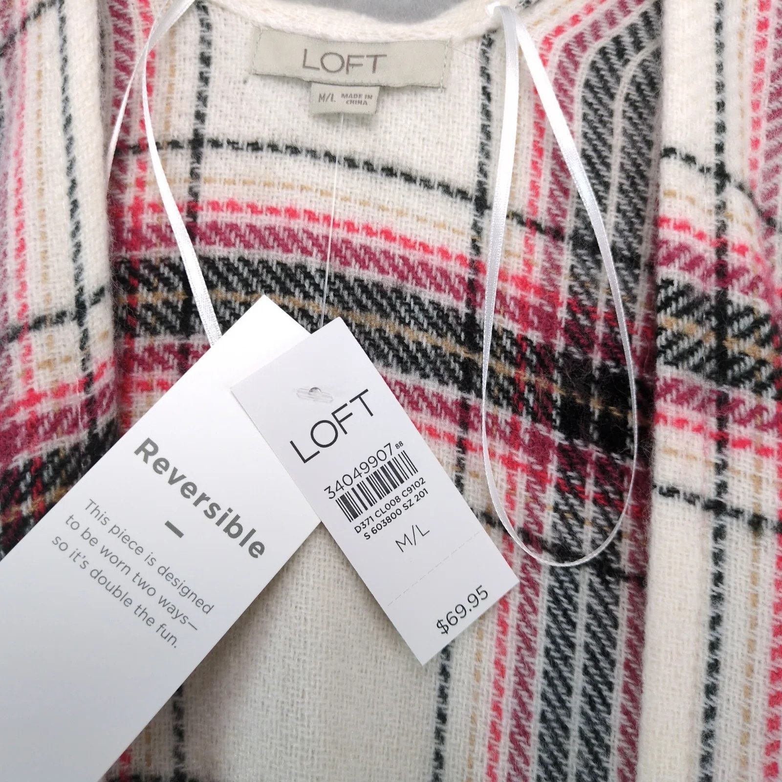 Loft Loft Soft Knit Plaid Poncho Cape Sweater Women's M/L Fringe Size L / US 10 / IT 46 - 5 Thumbnail