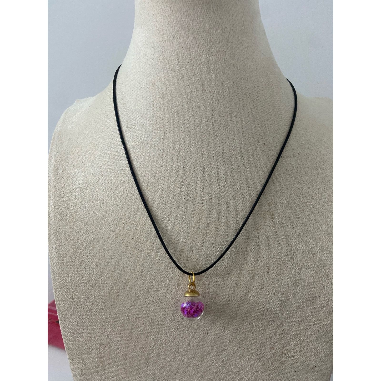 Other Fuchsia confetti snow globe pendant necklace Size ONE SIZE - 1 Thumbnail