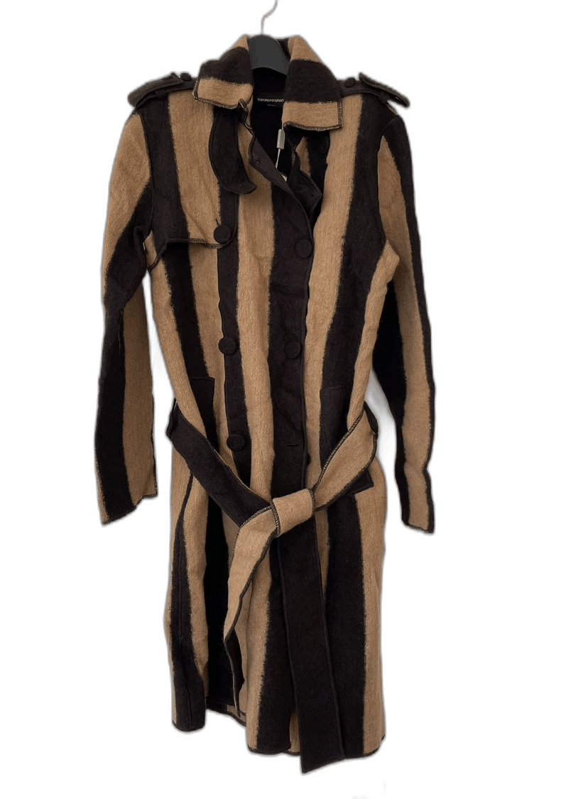 Emporio Armani Emporio Armani Striped Wool Long Coat Size M / US 6-8 / IT 42-44 - 1 Thumbnail