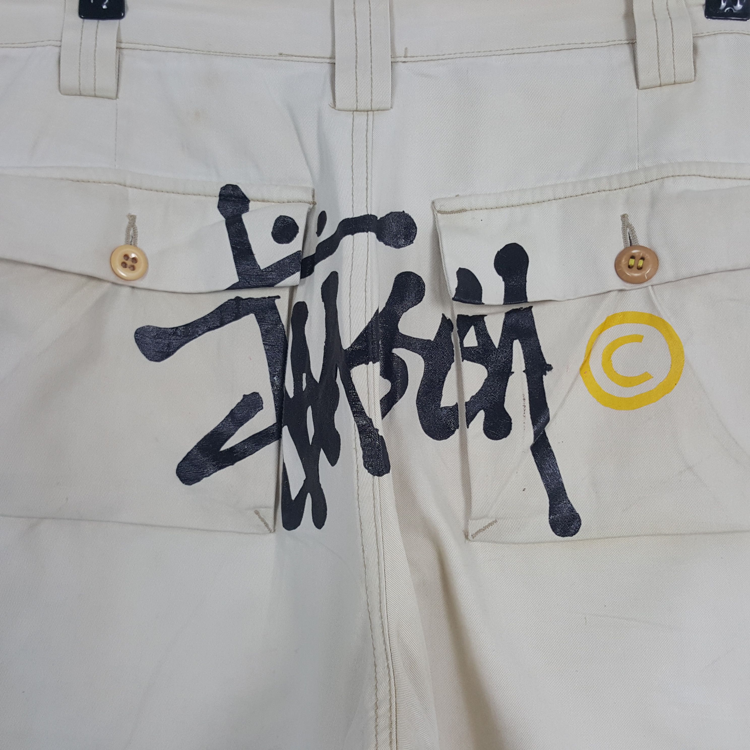 Stussy × Vintage Vintage STUSSY USA Custom Art Logo Cargo Shorts Pants Size US 34 / EU 50 - 2 Thumbnail
