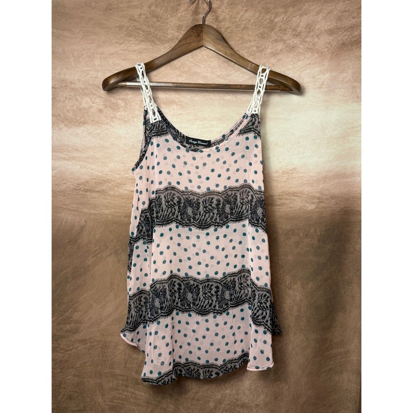 Other Orange Caramel Tank Top Pink Polka Dot Lace Trim Size S Size S / US 4 / IT 40 - 3 Thumbnail