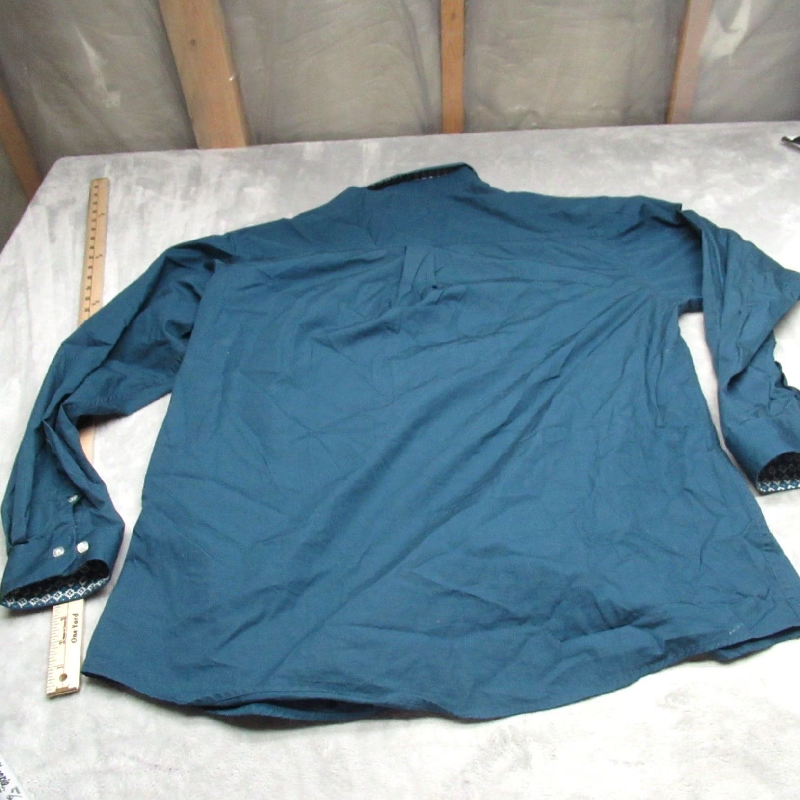 Vintage Cinch Shirt Mens XL Blue Solid Western Button Flip Cuff Geometric Trim Cowboy Size US XL / EU 56 / 4 - 7 Thumbnail
