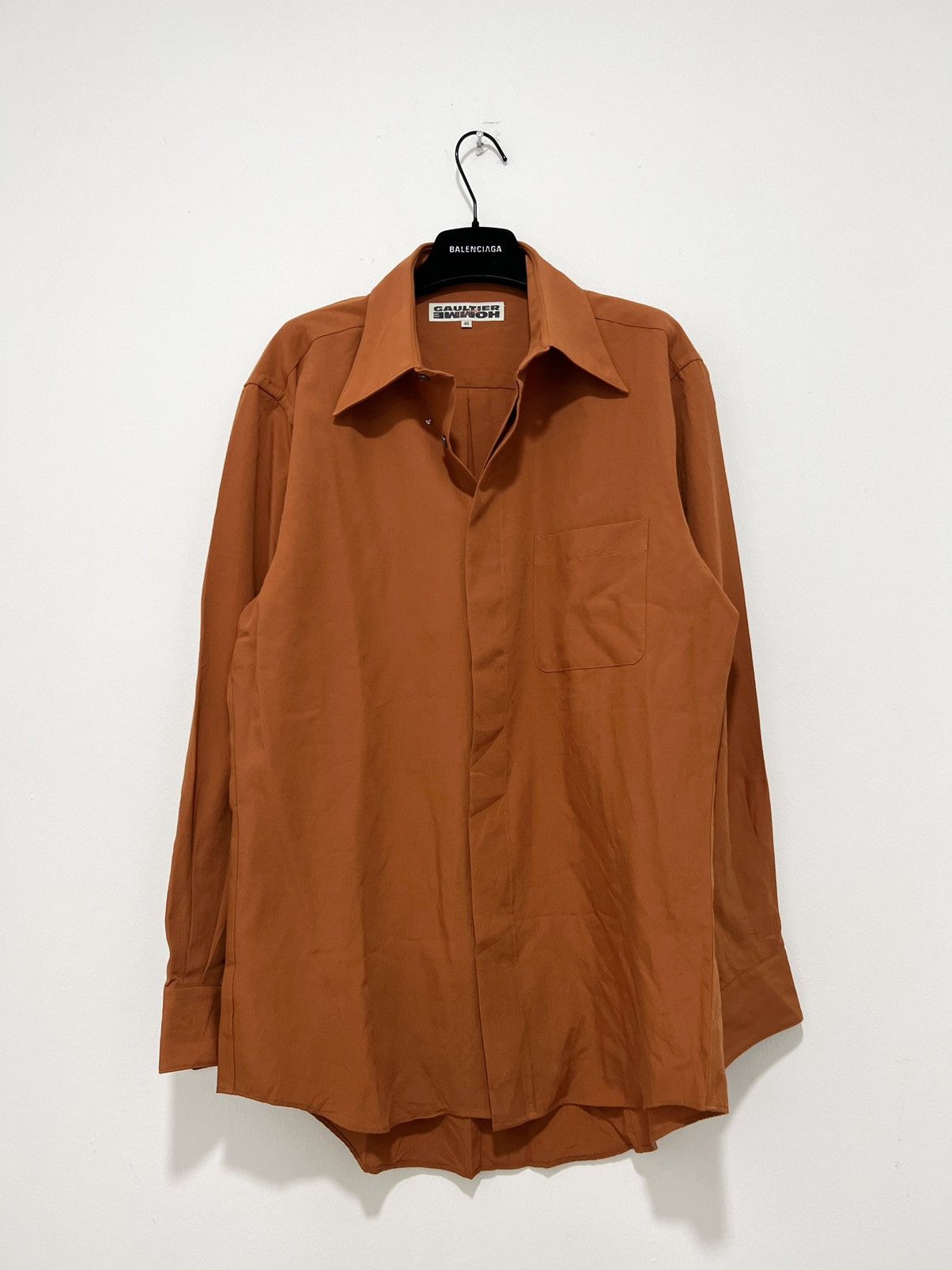image of Gaultier Homme Objet x Jean Paul Gaultier Silk Shirt in Orange/Red, Men's (Size Medium)
