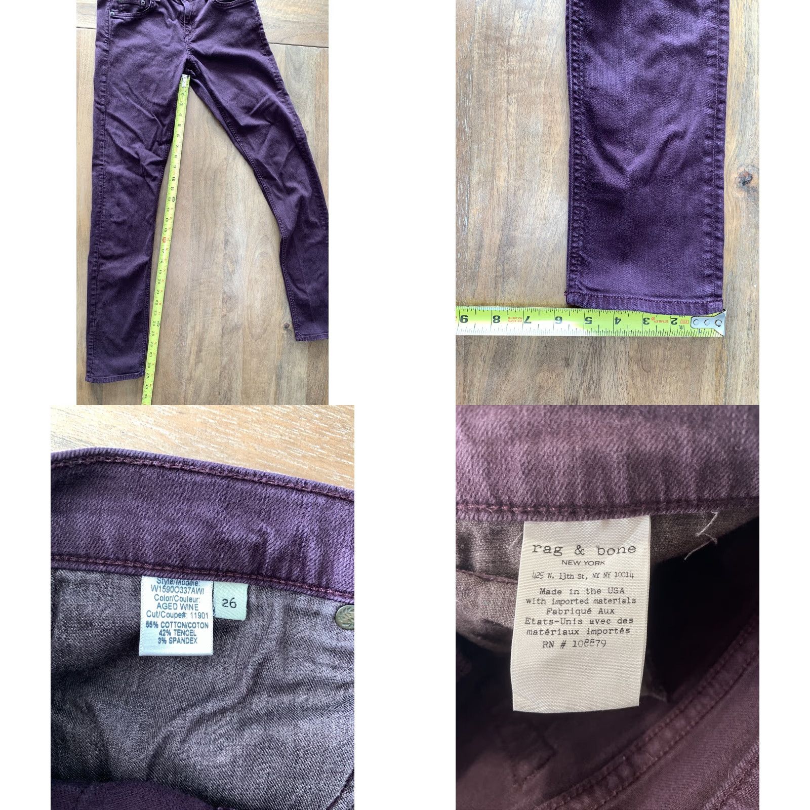 Rag & Bone VINTAGE Rag & Bone Jeans Womens Purple Stretch Low Denim Skinny Jeans 28 Purple USA Women Slim 29in Inseam Jeans Boys Girls Mens Size 28" / US 6 / IT 42 - 8 Thumbnail