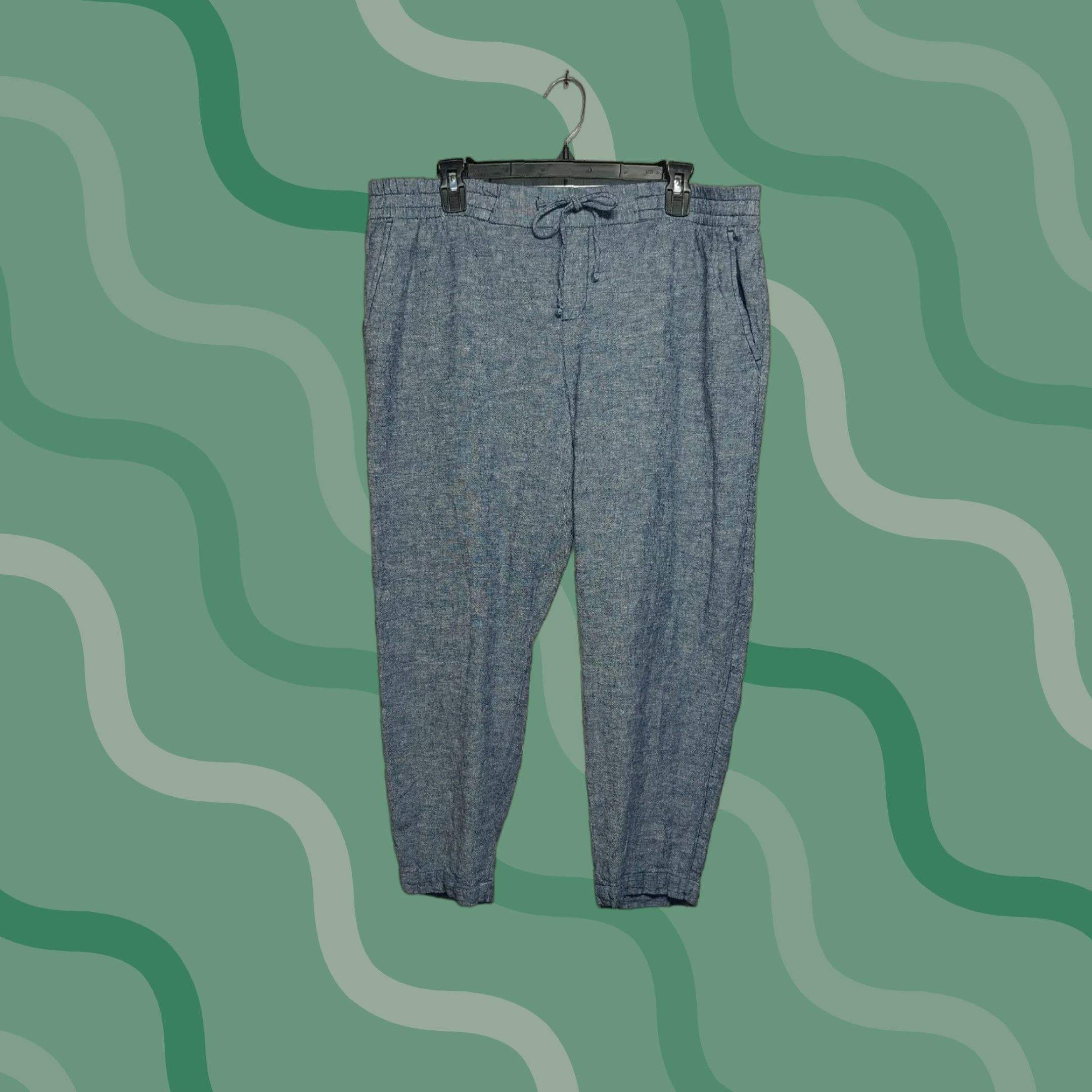 Old Navy **Women's Large Blue Linen Rayon Blend Elastic Waist Drawstring Pants** User: Women's Large Blue Linen Rayon Blend Elastic Waist Drawstring Pants Size 36" / US 14 / IT 50 - 1 Thumbnail