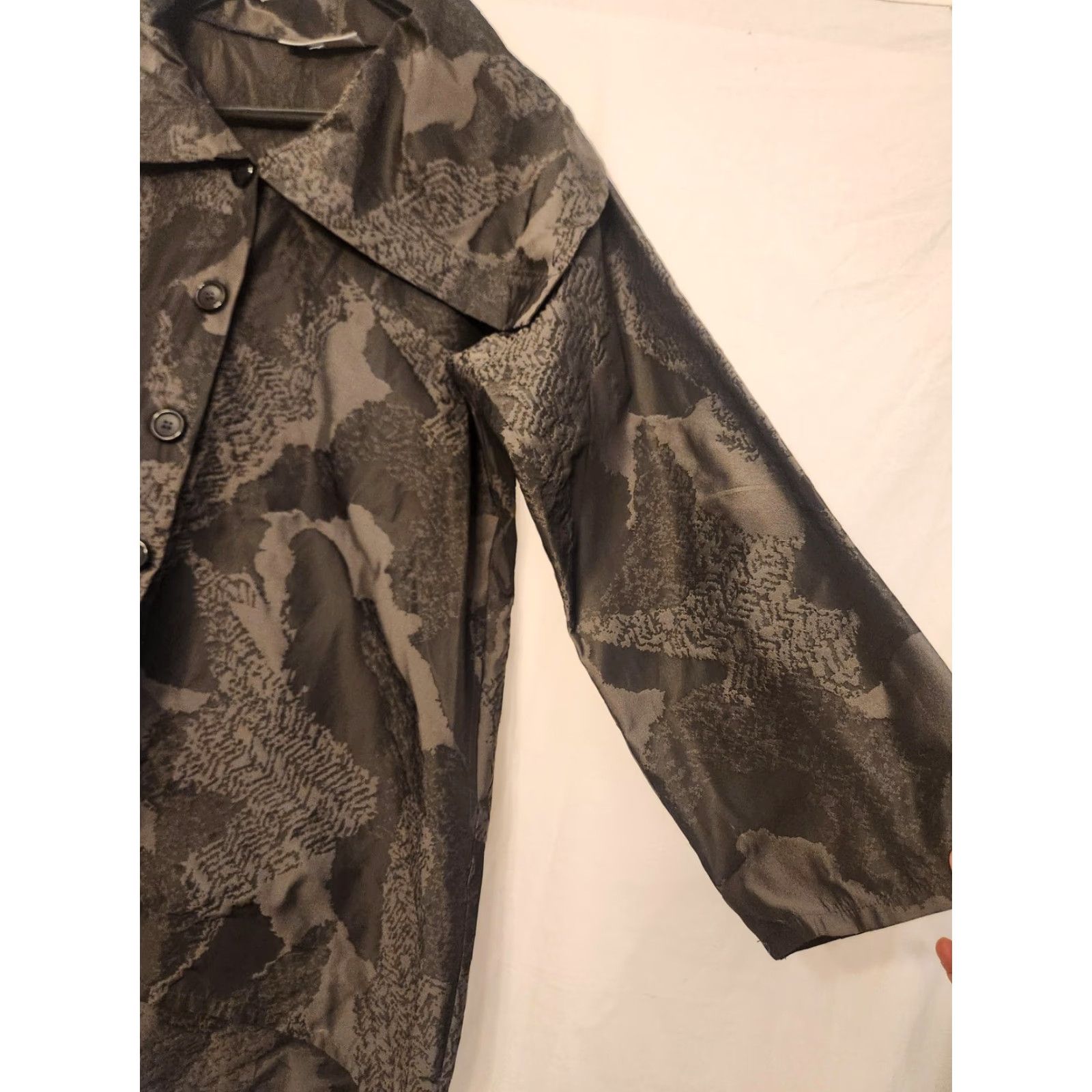 Vintage Bryn Walker Coat Womens XXS Gray Black Jacquard Long Hi Low Hem Made USA Size XXS / US 00 / IT 34 - 3 Thumbnail
