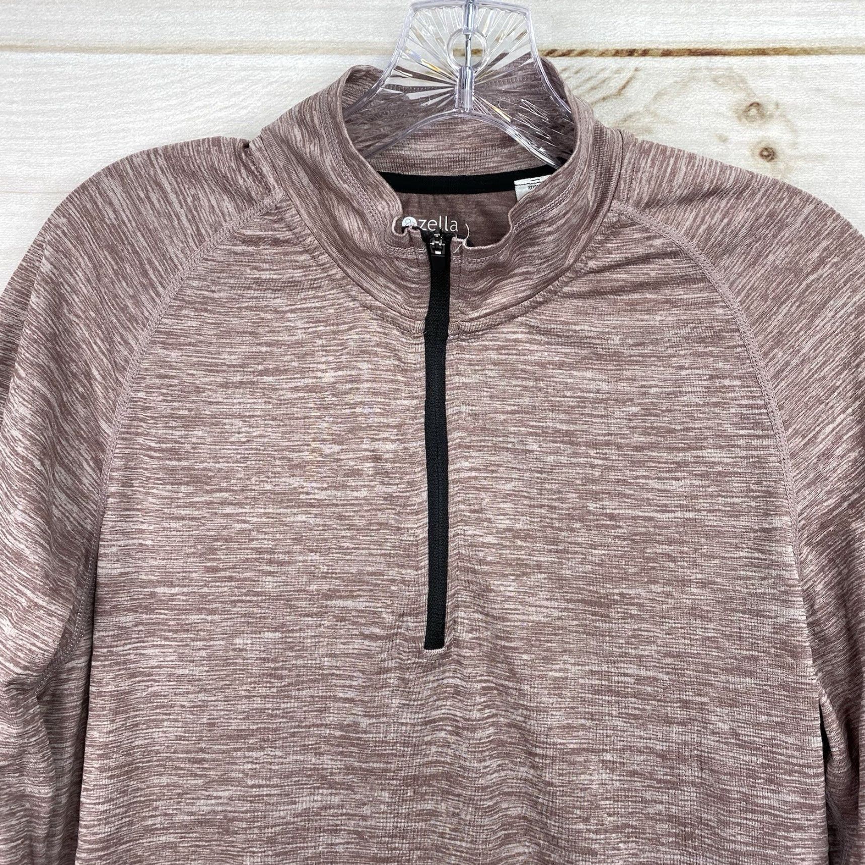 Vintage Zella Womens M Top Mauve Heather 1/4 Zip Long Sleeve Activewear Running Workout Shirt Pullover Womens TS Descriptive Size M / US 6-8 / IT 42-44 - 2 Thumbnail