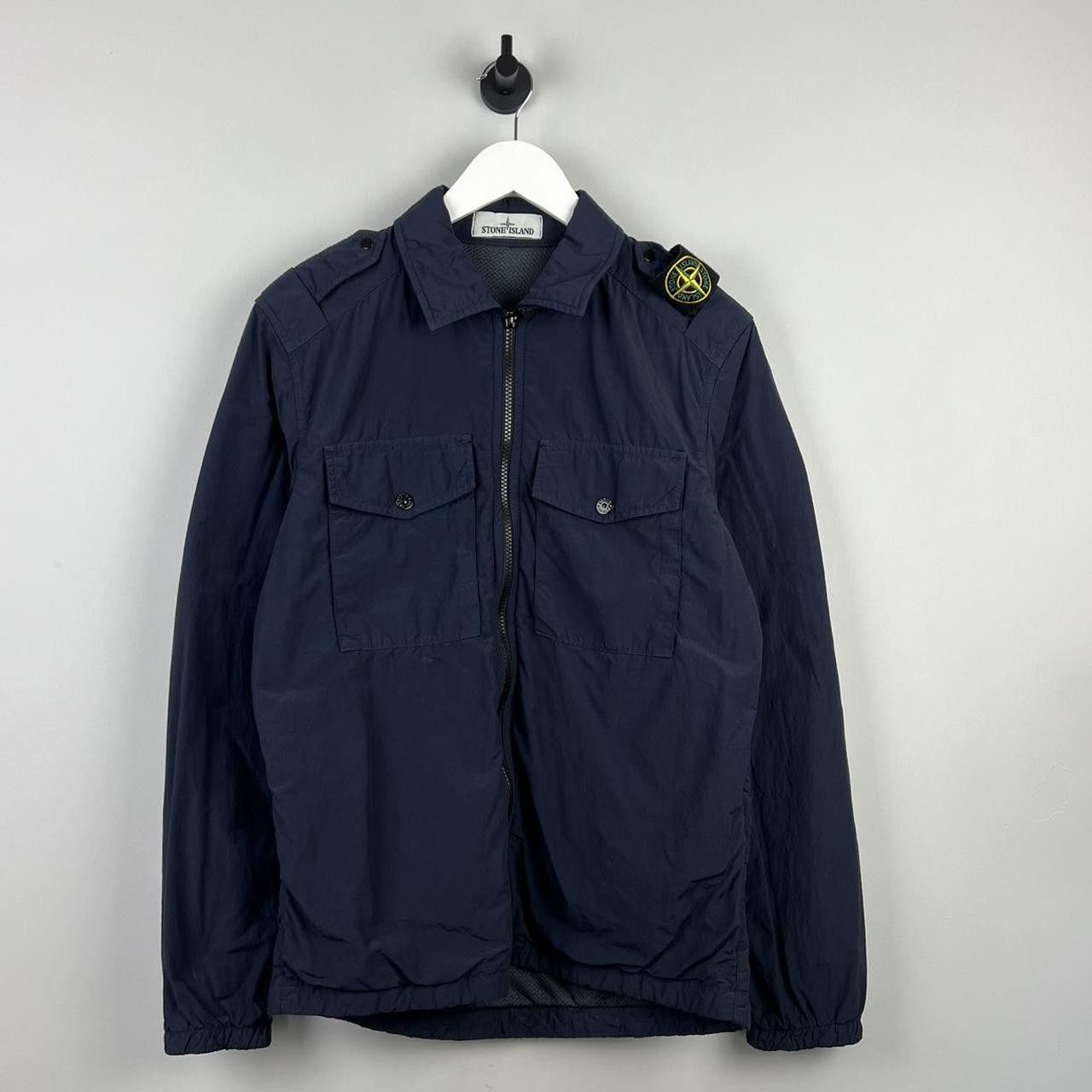 image of Stone Island Nylon Zip Over Shirt in Navy, Men's (Size Small)