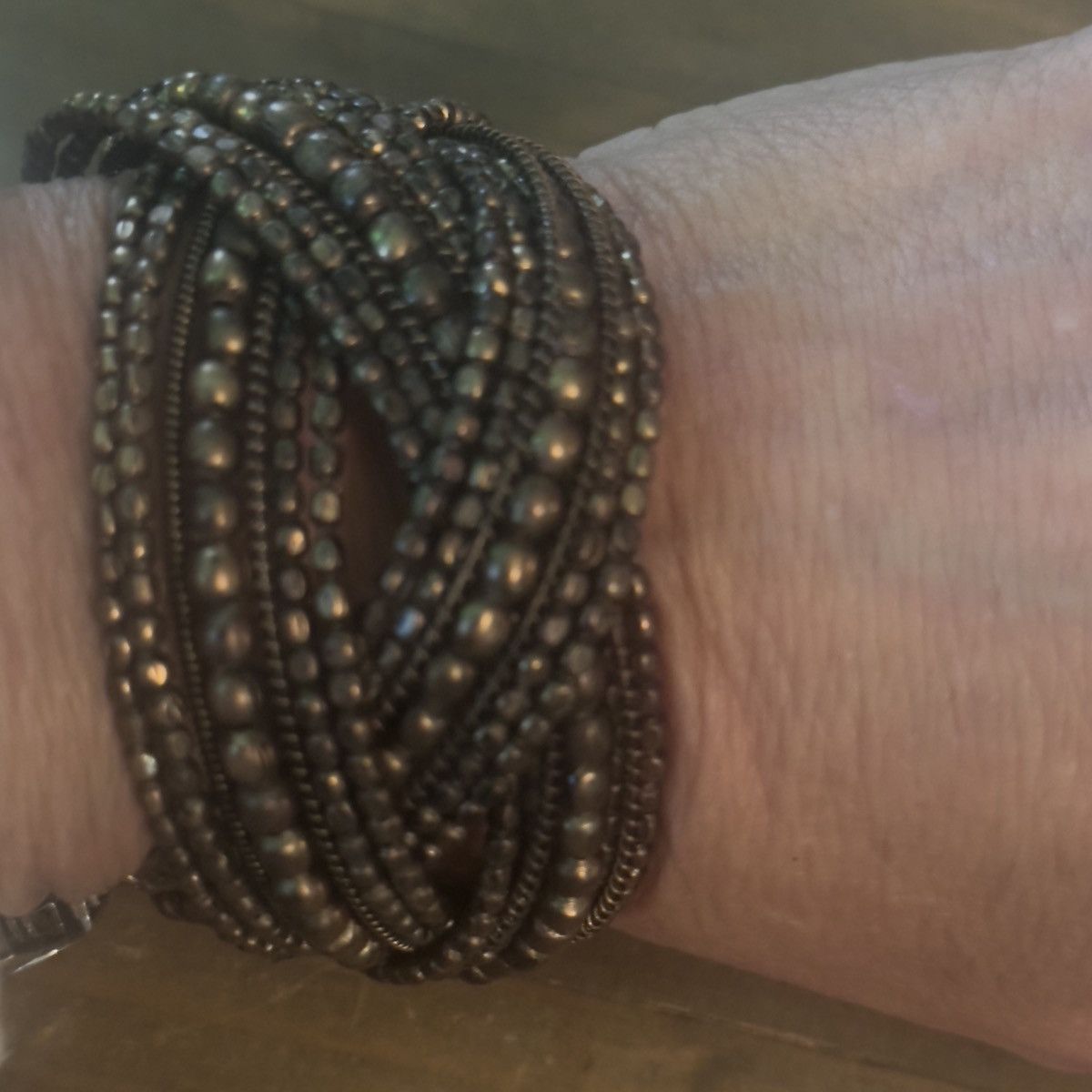 Other Vintage chunky braided bronze bead bracelet Size ONE SIZE - 4 Thumbnail